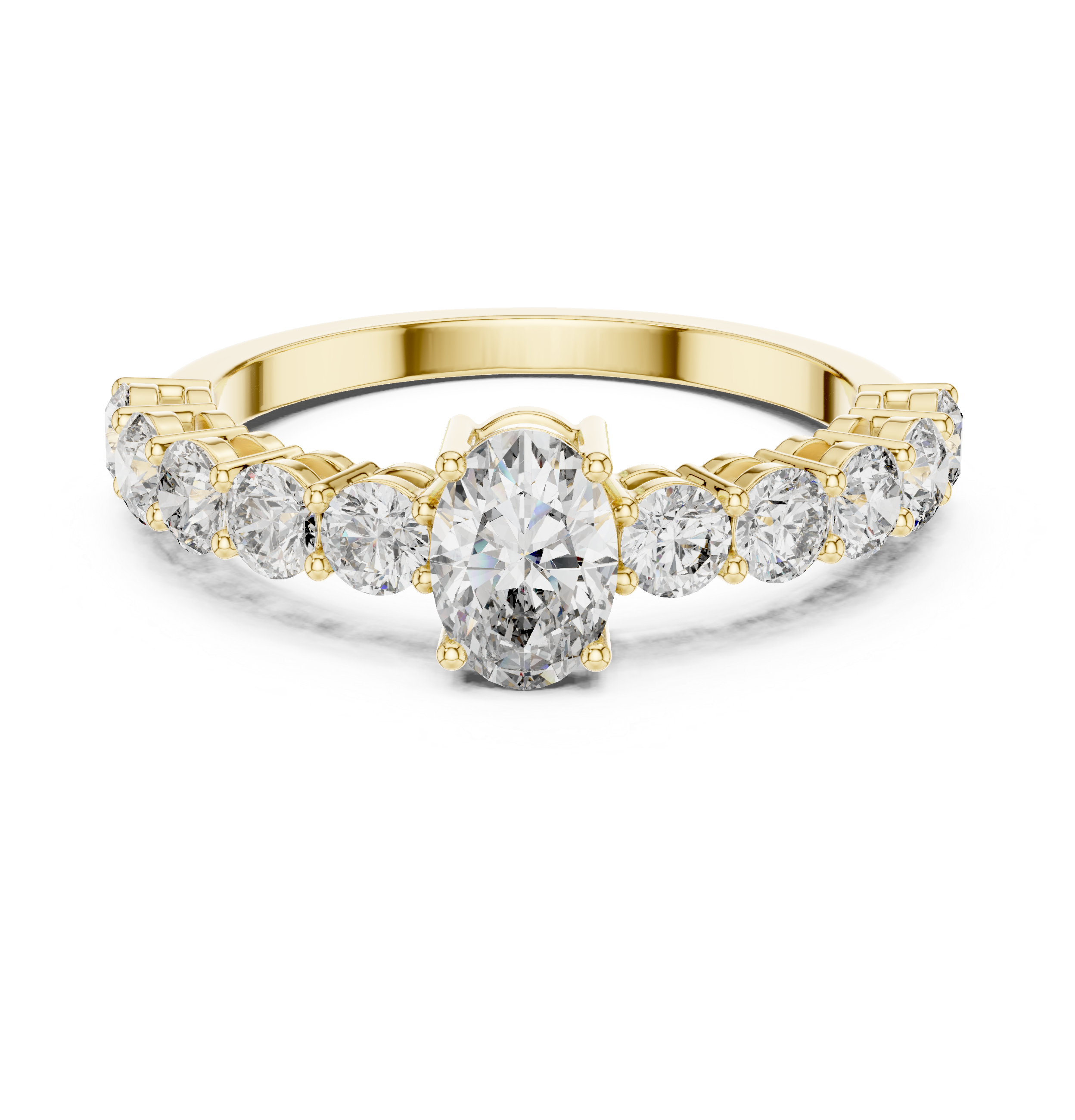 Classic Oval Diamond Shared-Prong Engagement Ring