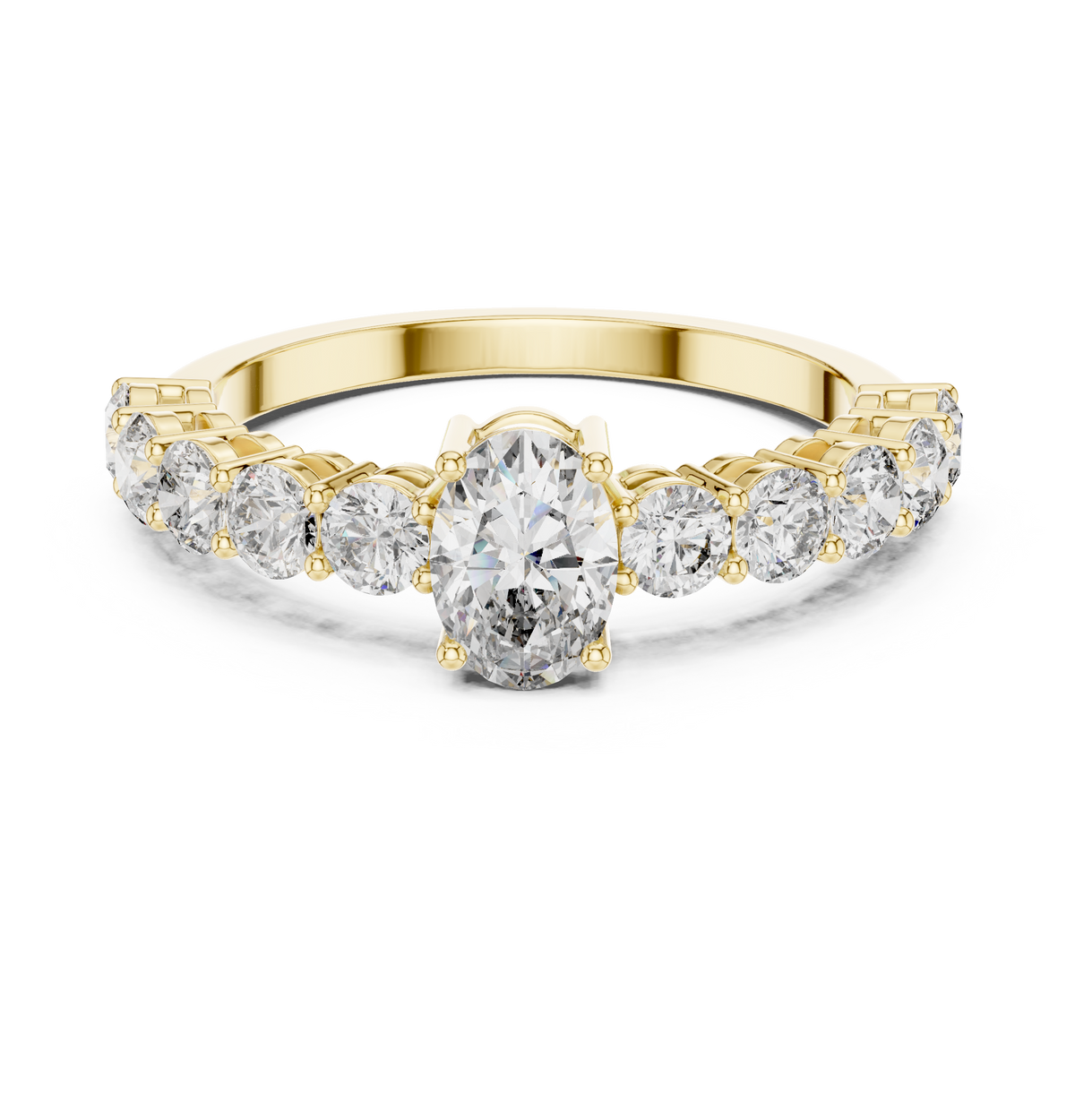 Classic Oval Diamond Shared-Prong Engagement Ring