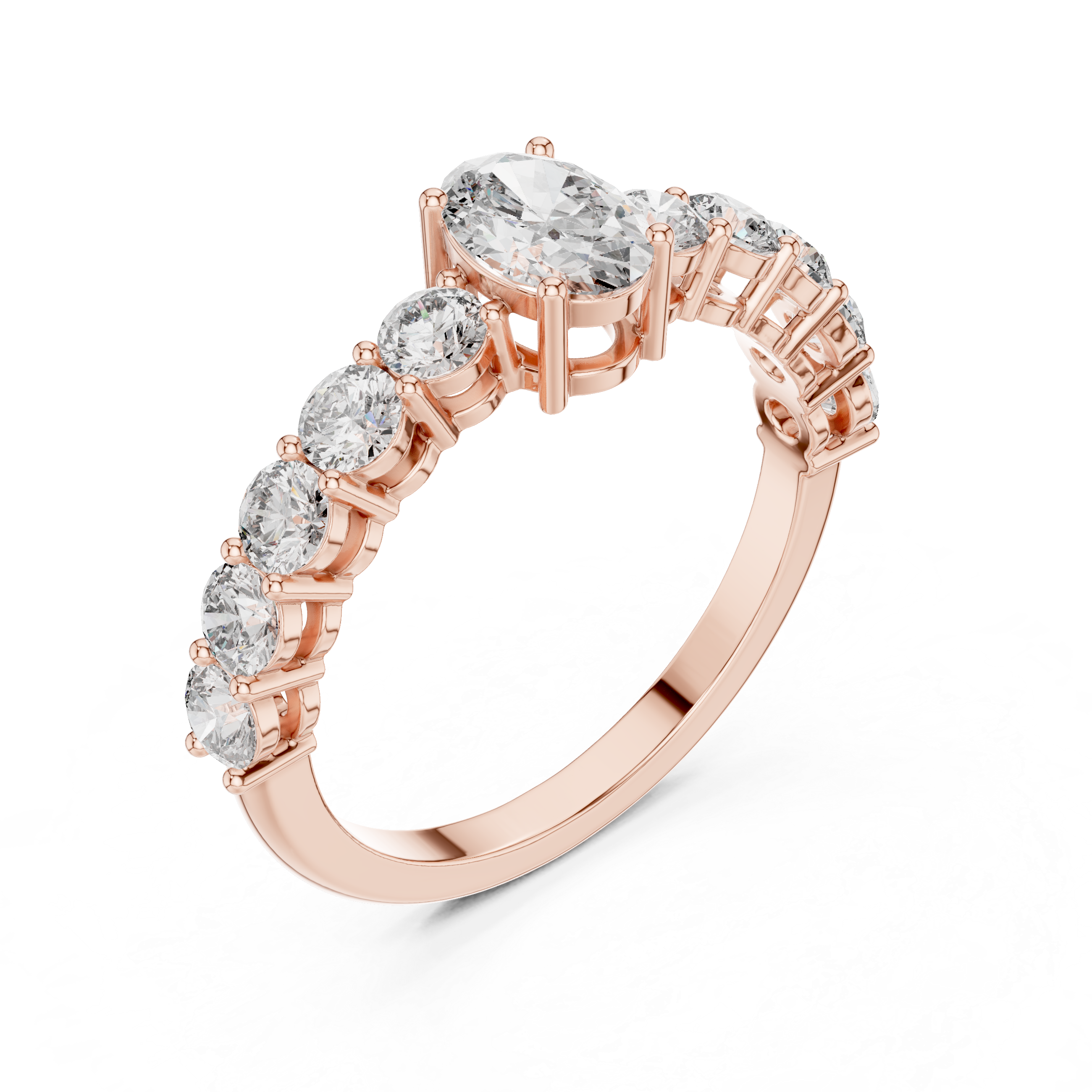 Classic Oval Diamond Shared-Prong Engagement Ring
