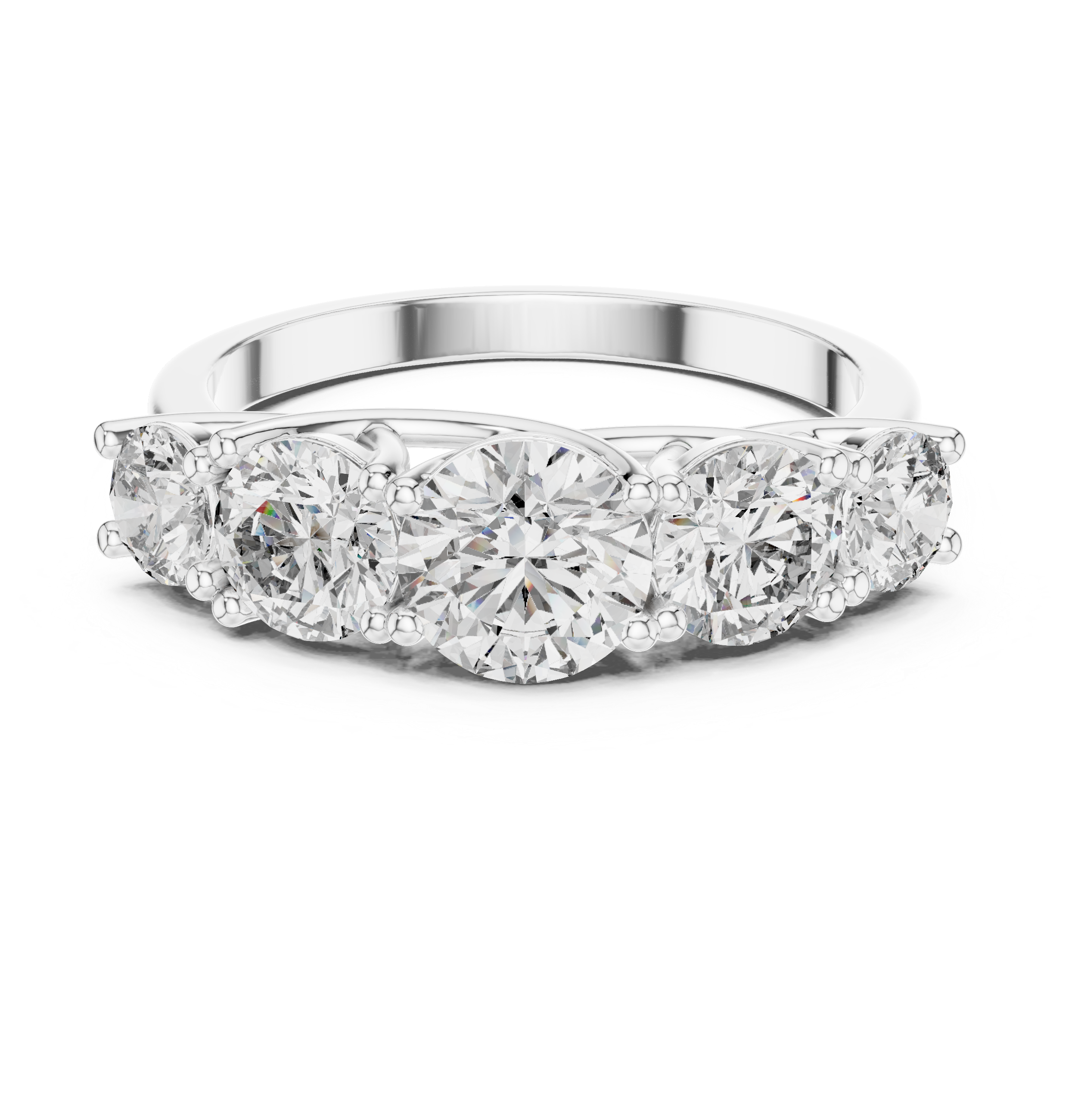 Graduated Round Diamond Five Stone Engagement Band