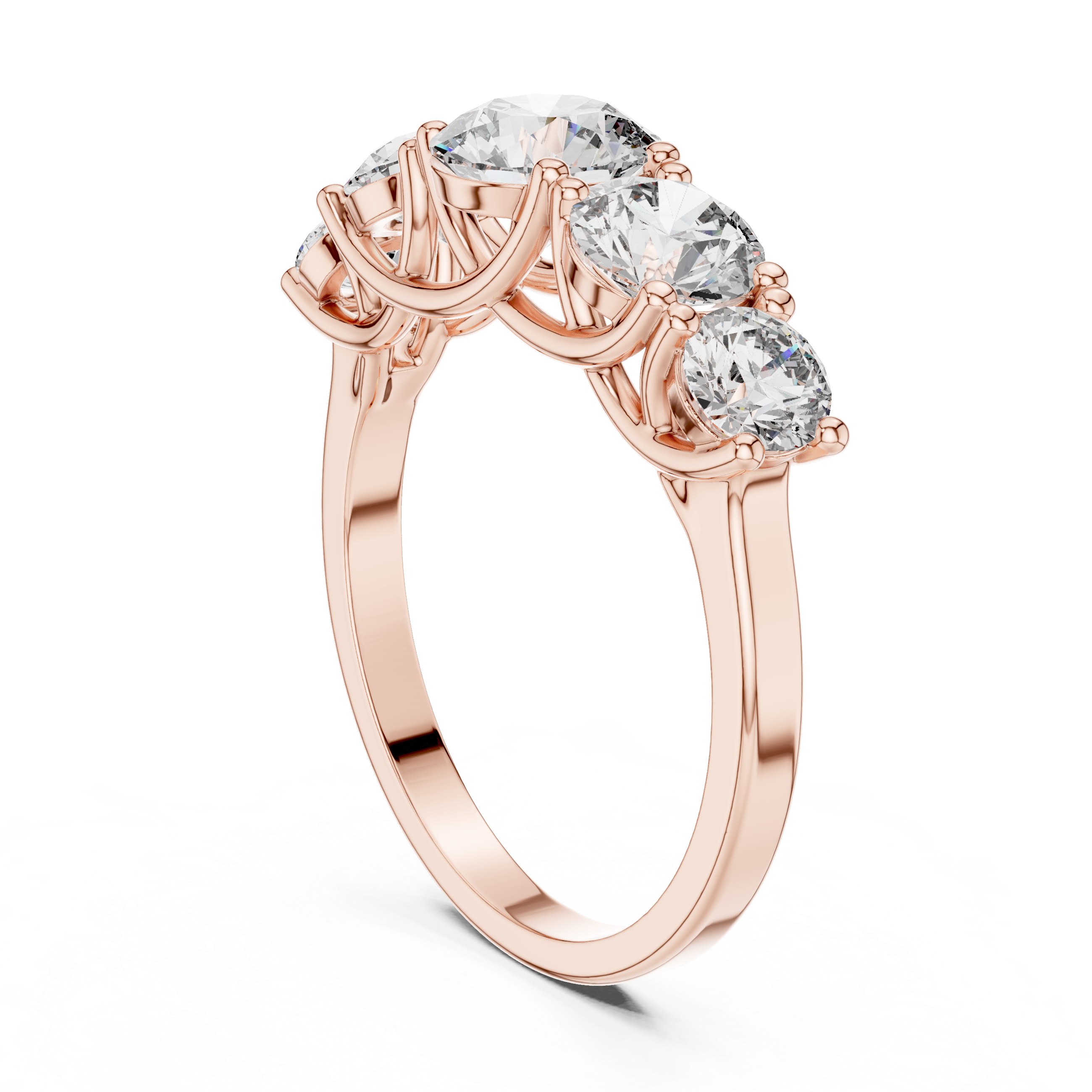 Graduated Round Diamond Five Stone Engagement Band
