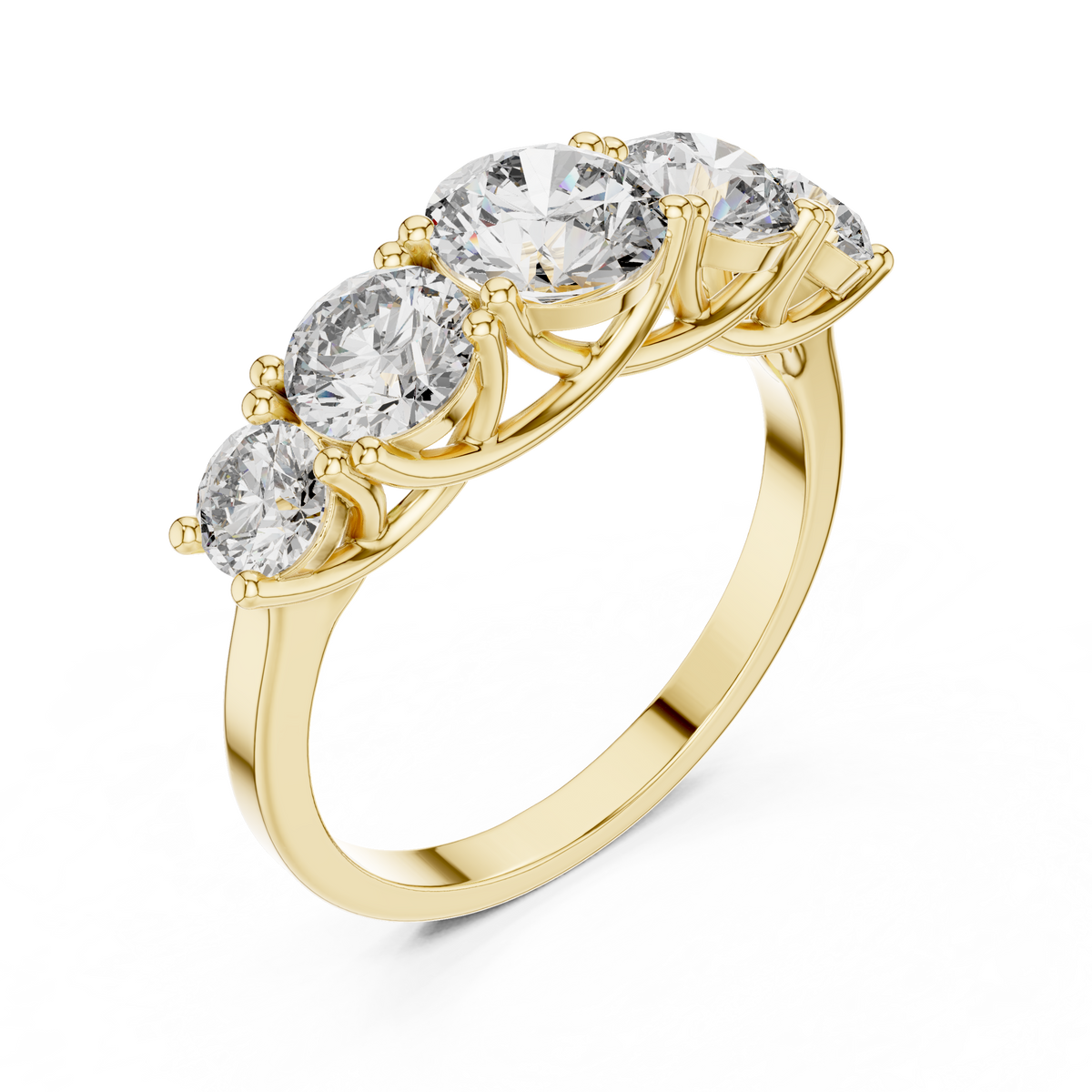 Graduated Round Diamond Five Stone Engagement Band