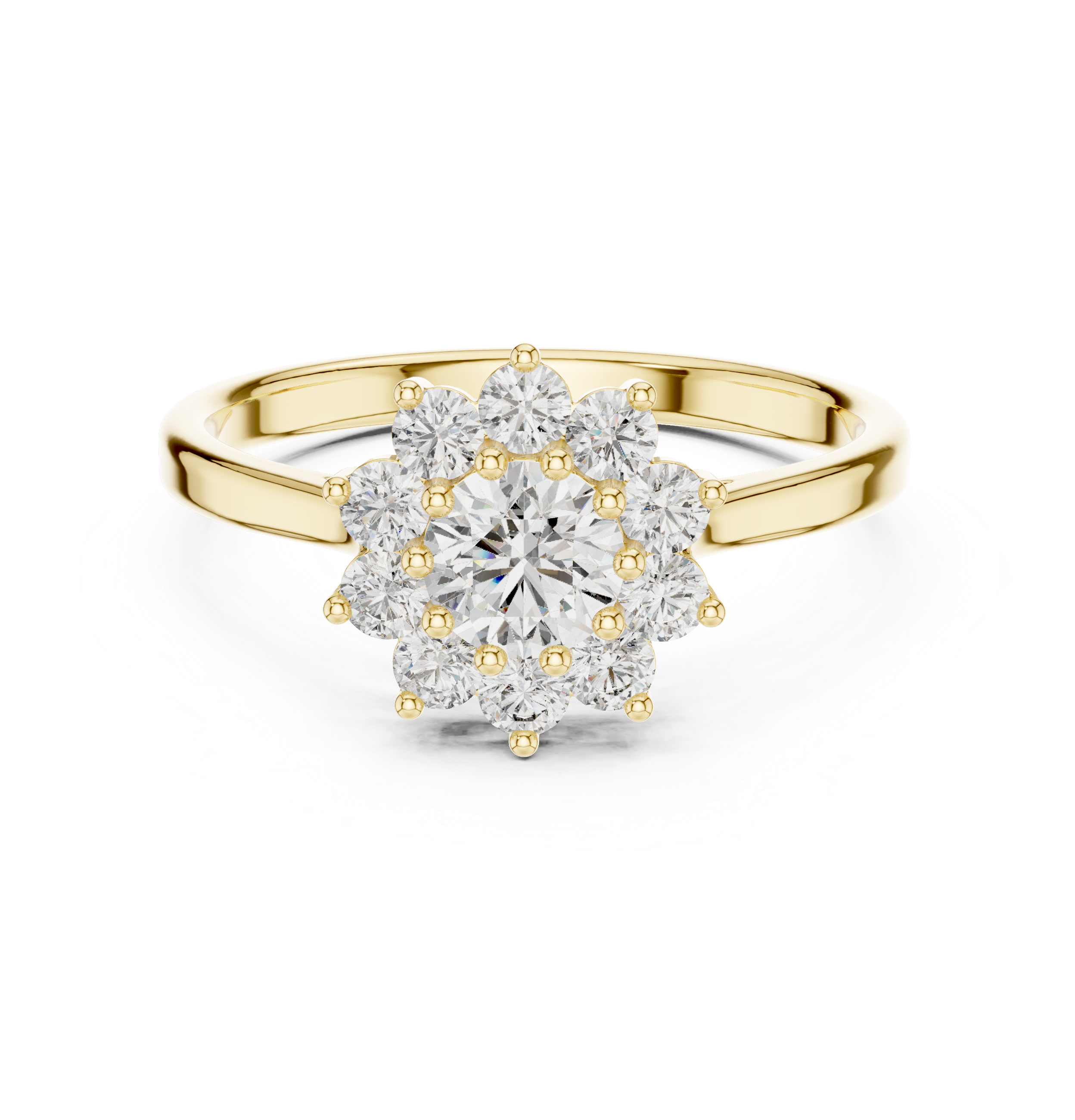 Round Diamond Snowflake Cluster Ring