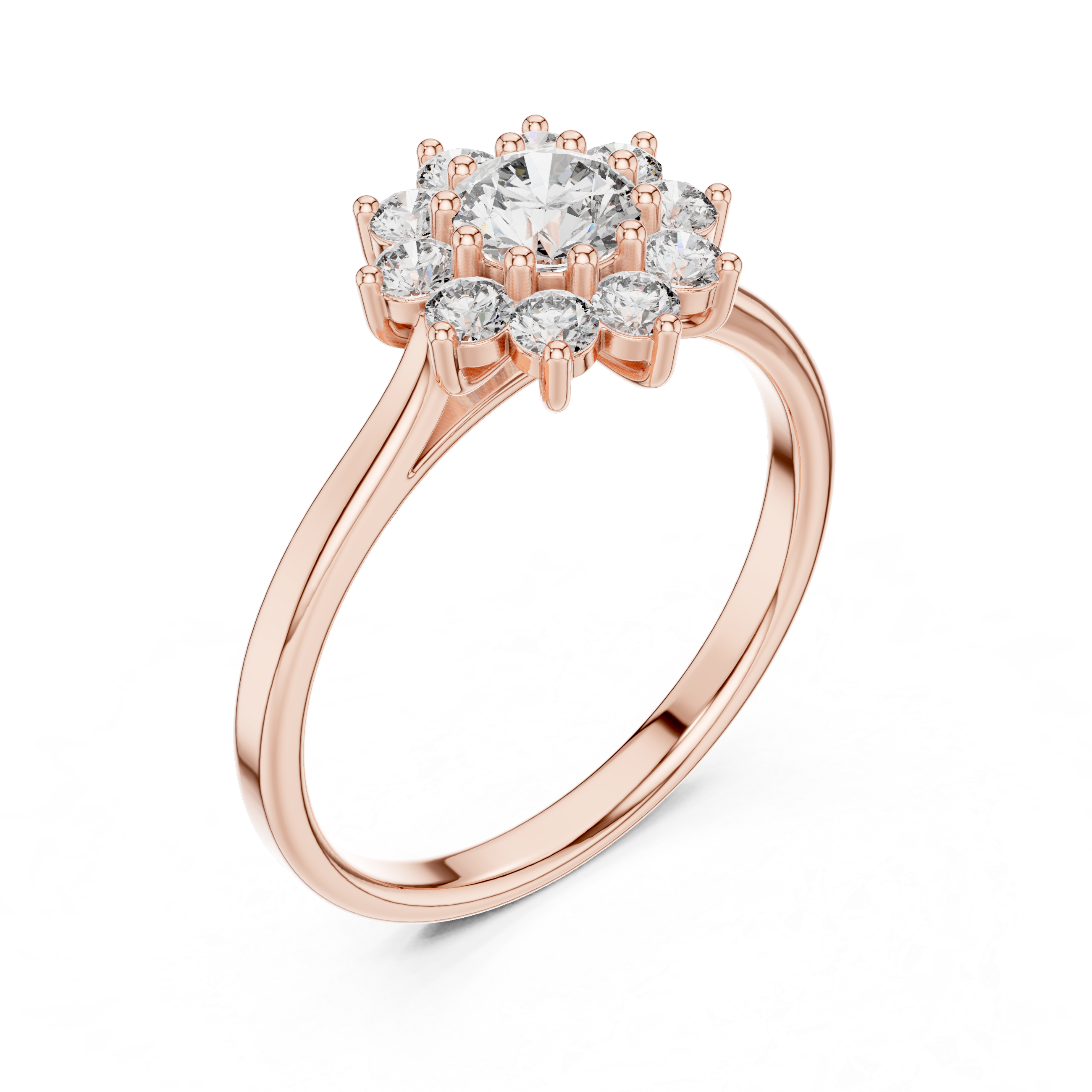Round Diamond Snowflake Cluster Ring