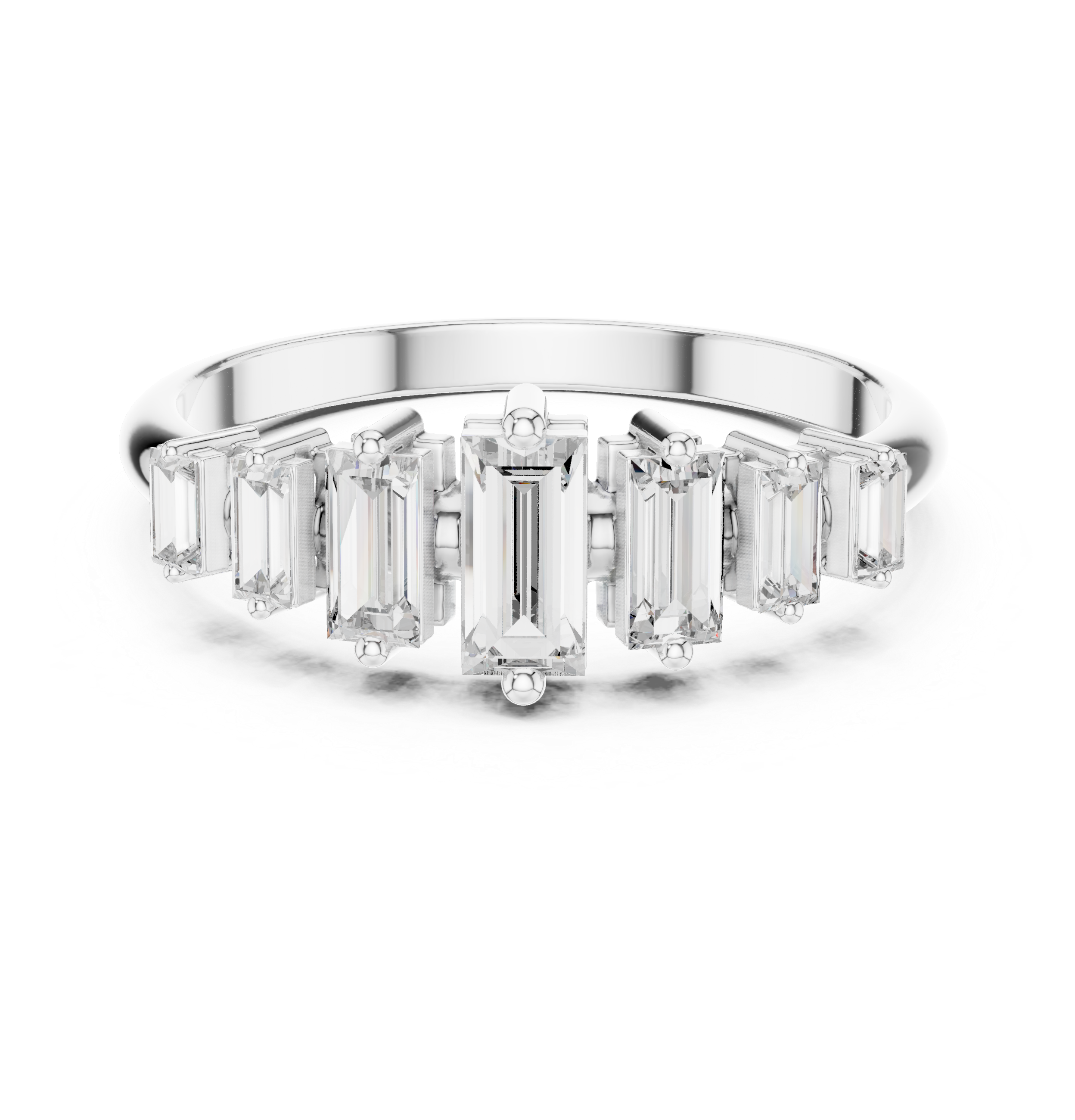 Vertical Baguette Cut Seven Stone Anniversary Band