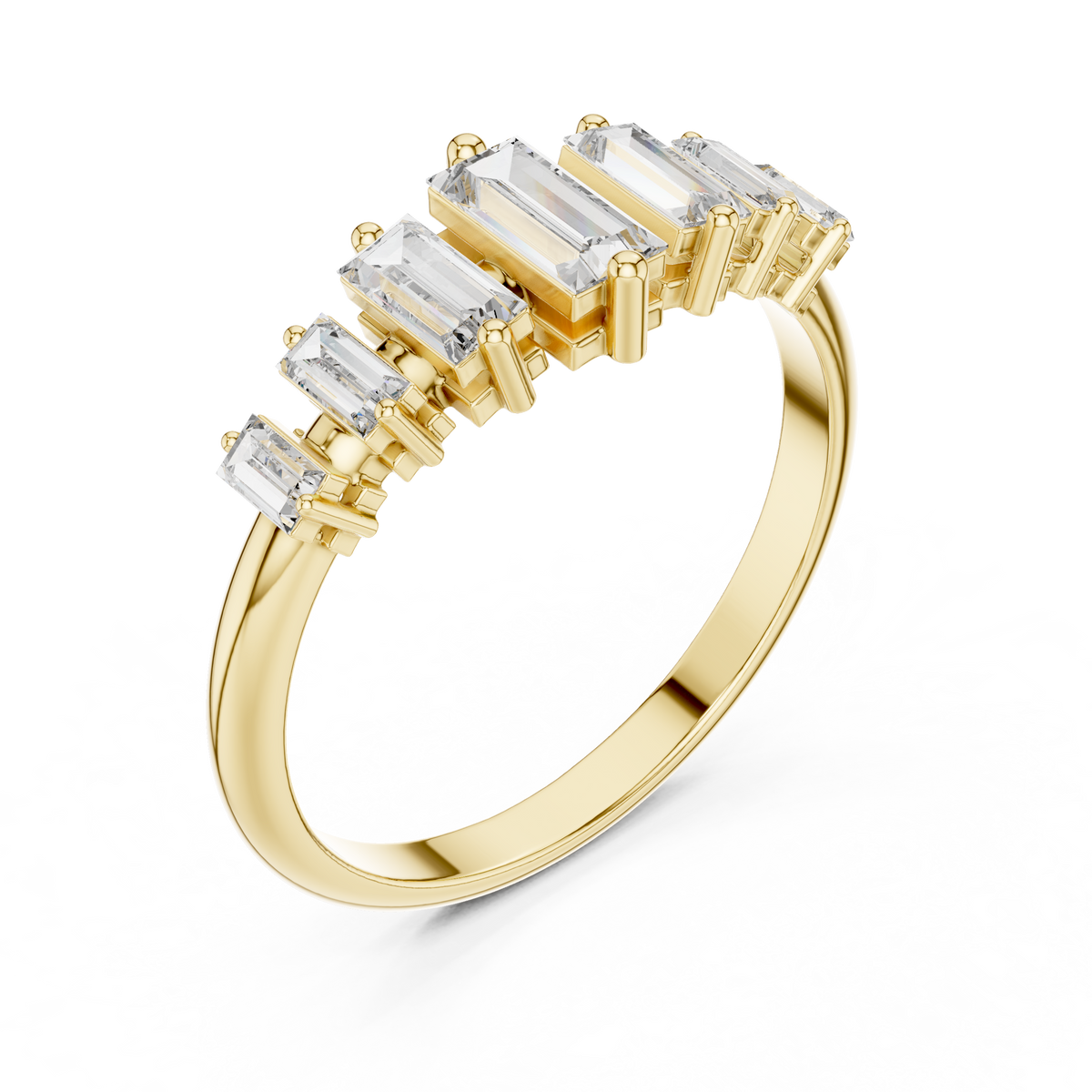 Vertical Baguette Cut Seven Stone Anniversary Band
