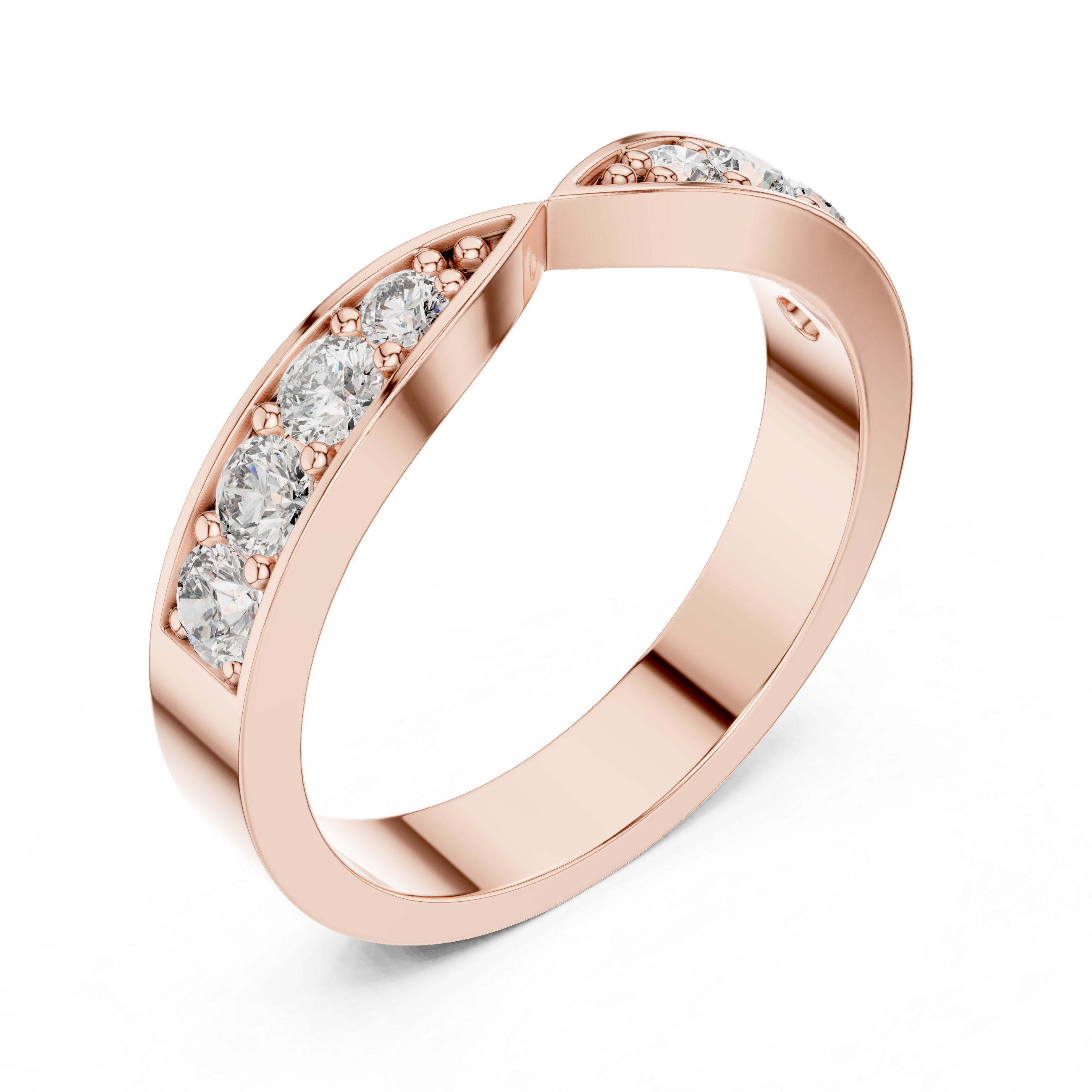 Round Diamond Contour Wedding Band