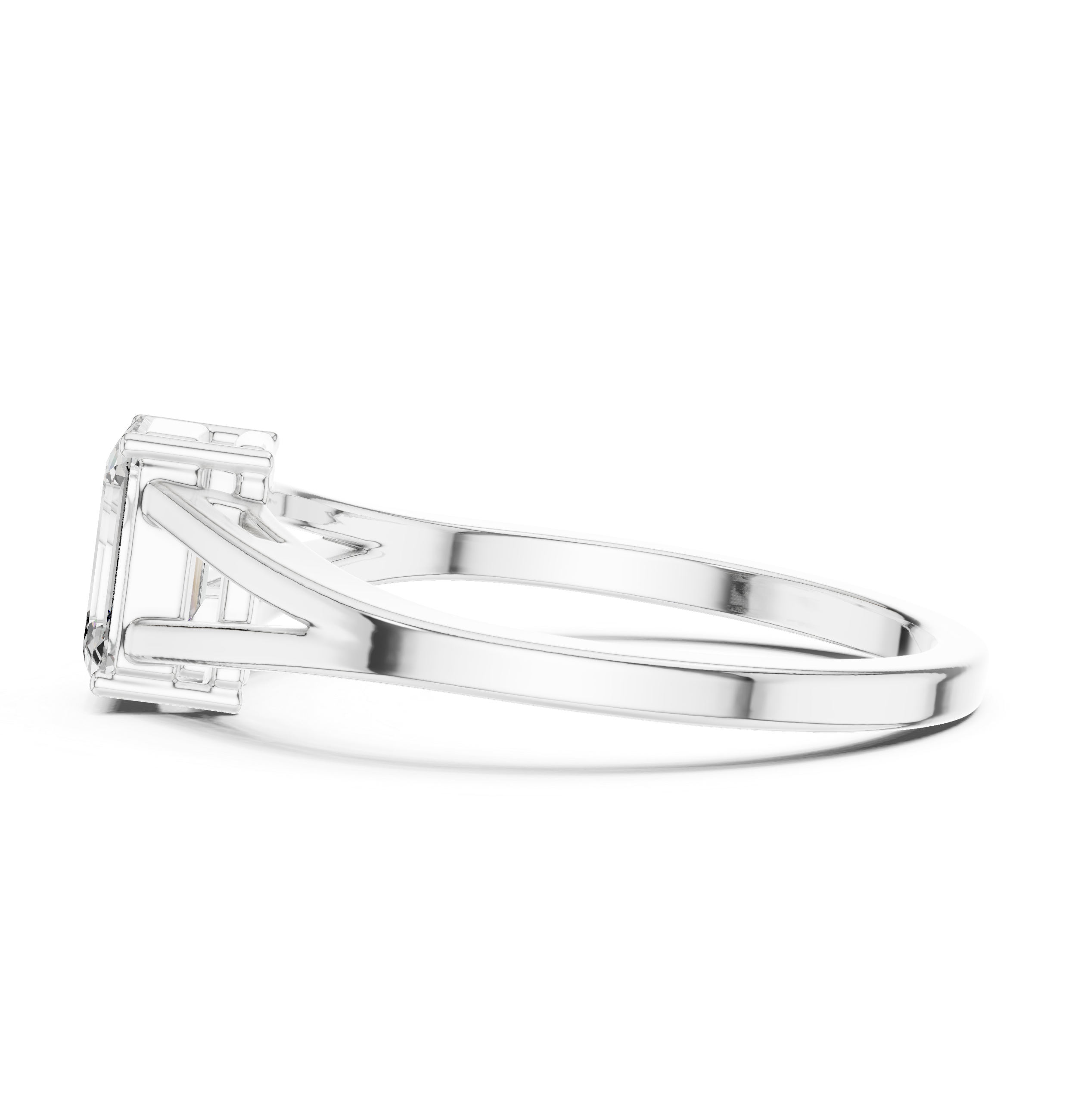 Emerald Cut Split-Shank Solitaire Ring