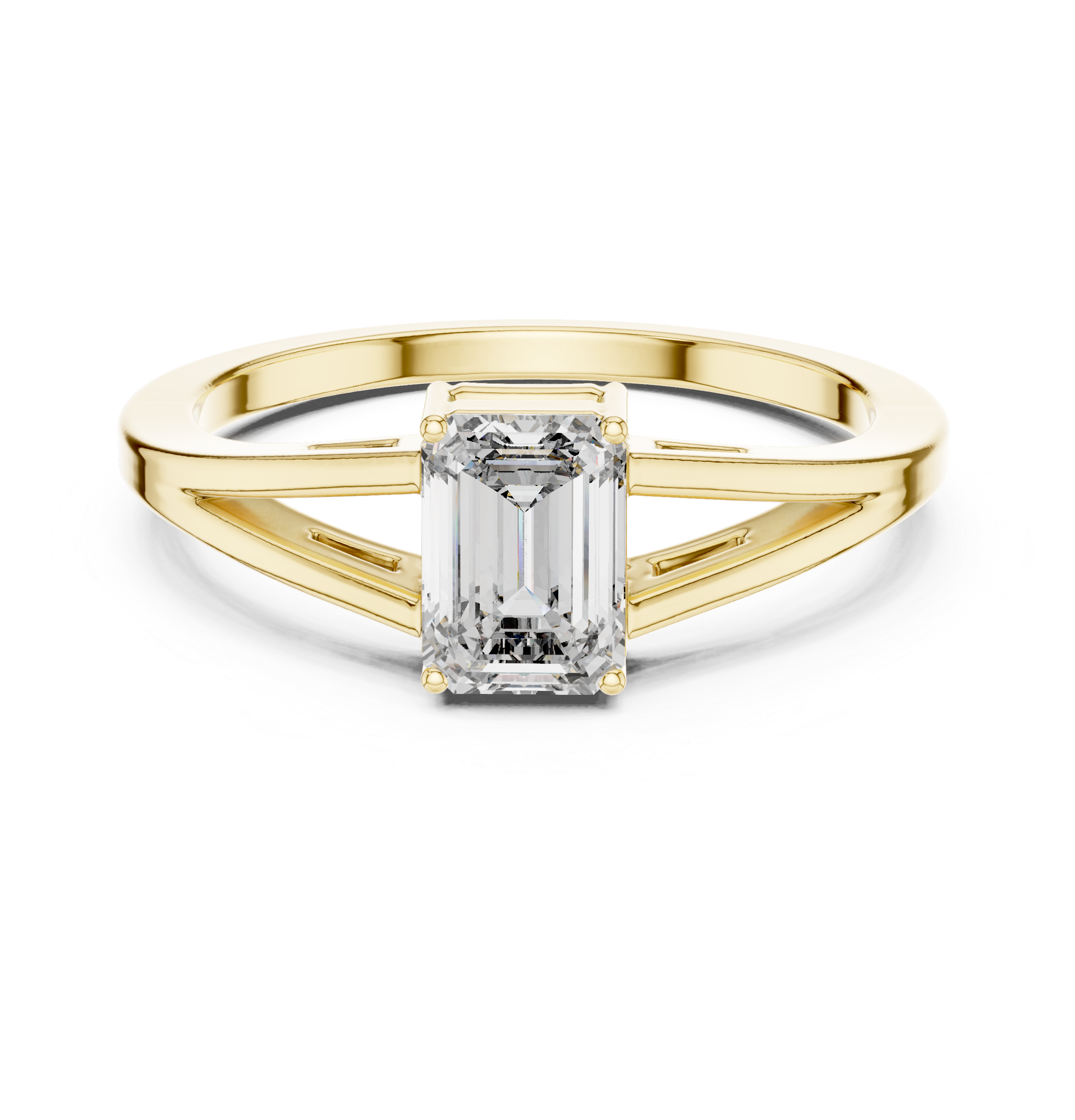 Emerald Cut Split-Shank Solitaire Ring