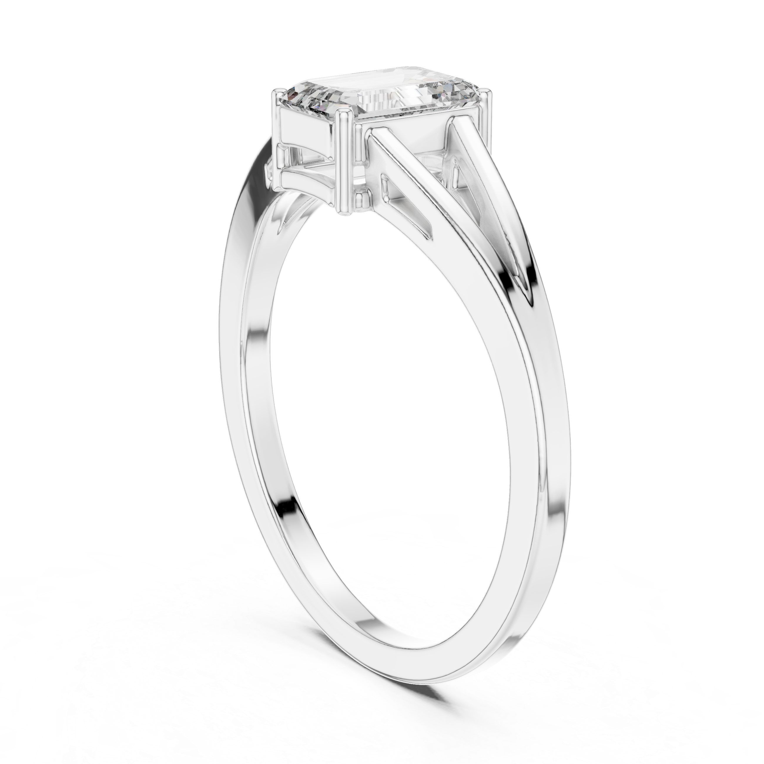 Emerald Cut Split-Shank Solitaire Ring