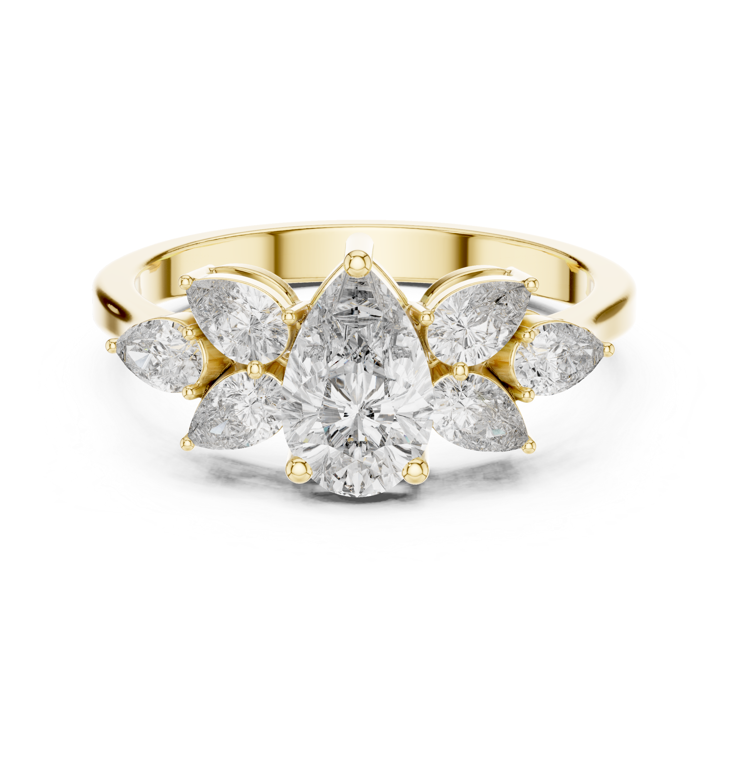 Seven Pear Diamond Blossom Ring