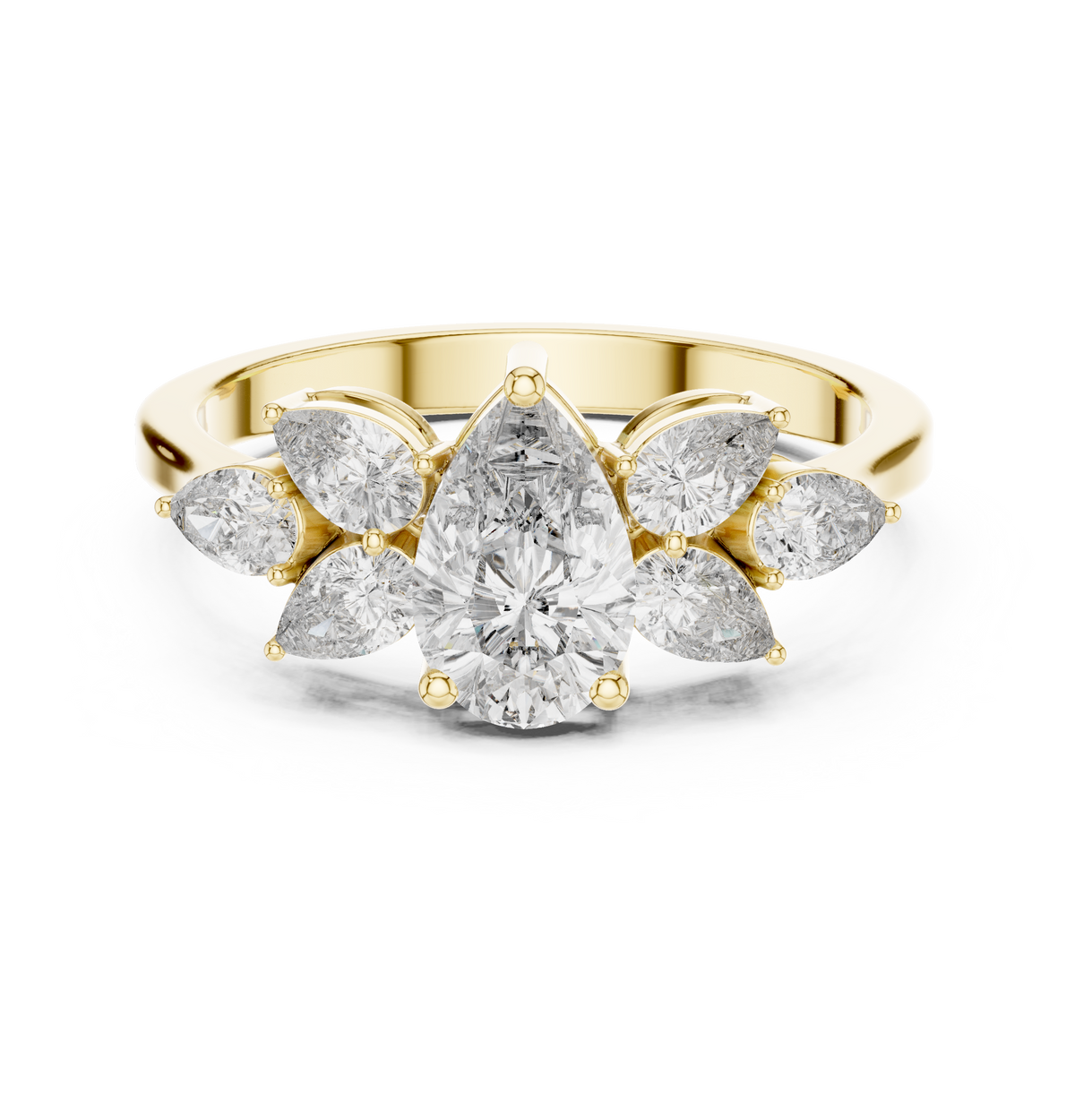 Seven Pear Diamond Blossom Ring