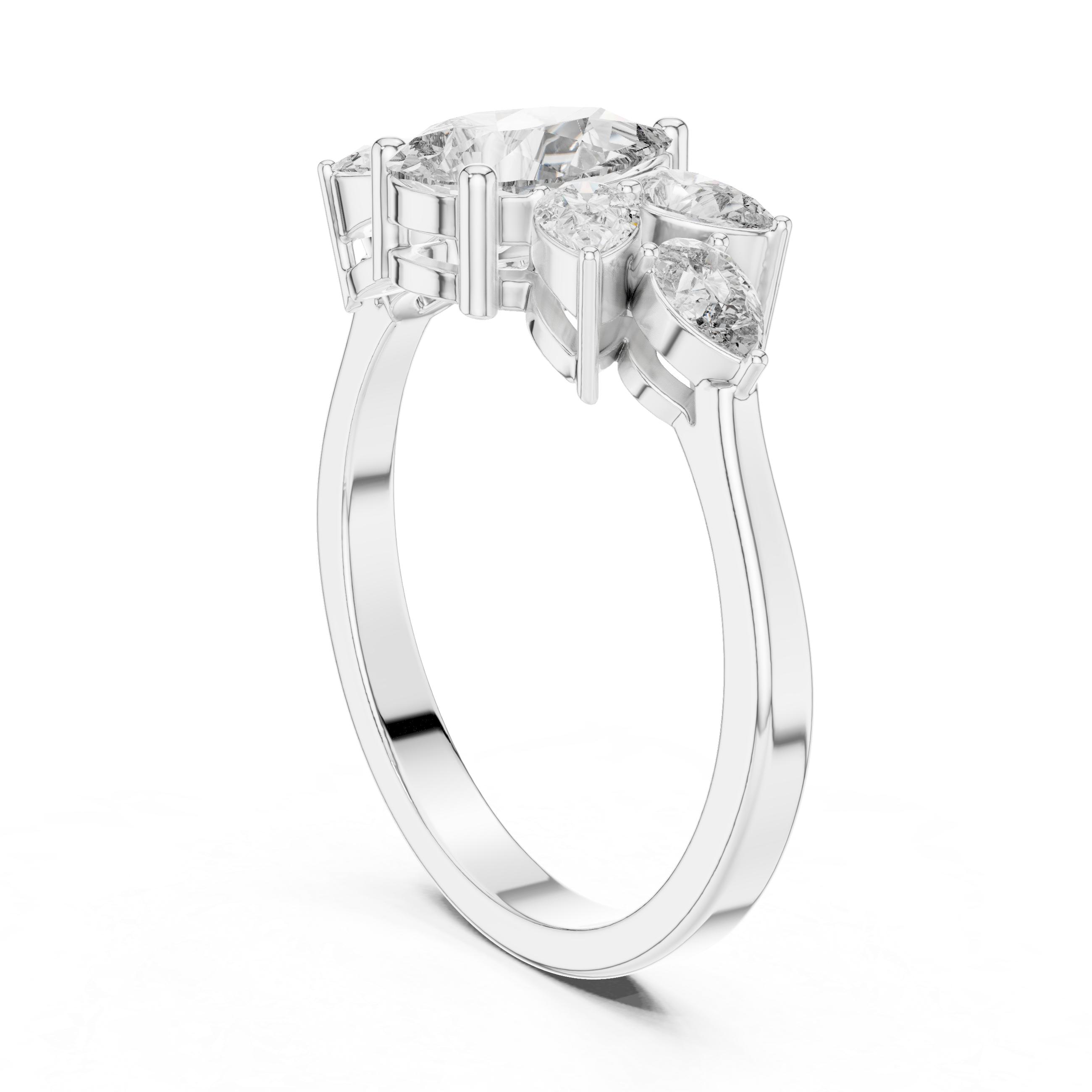 Seven Pear Diamond Blossom Ring