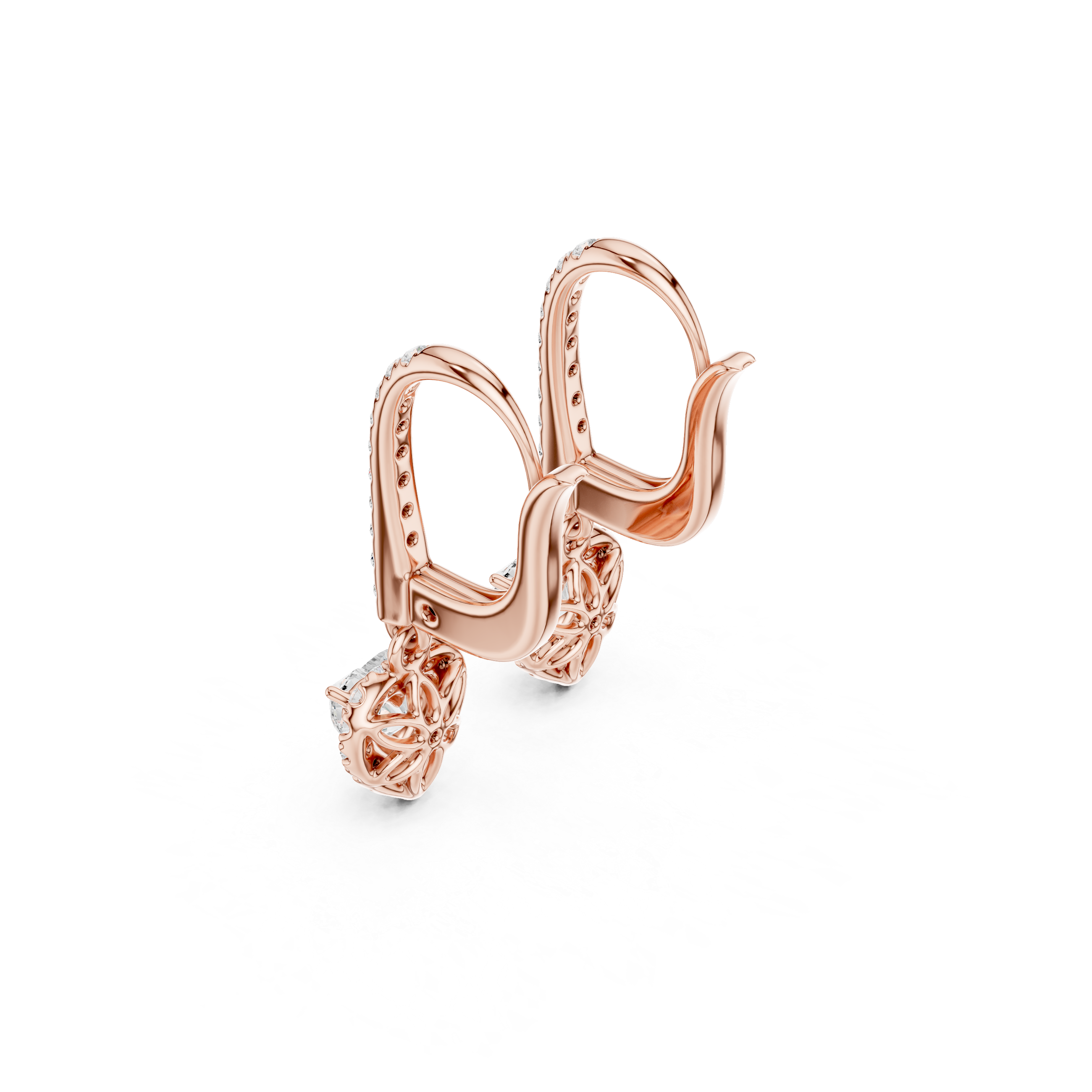 Heart Cut Lab Diamond Halo Drop Earrings