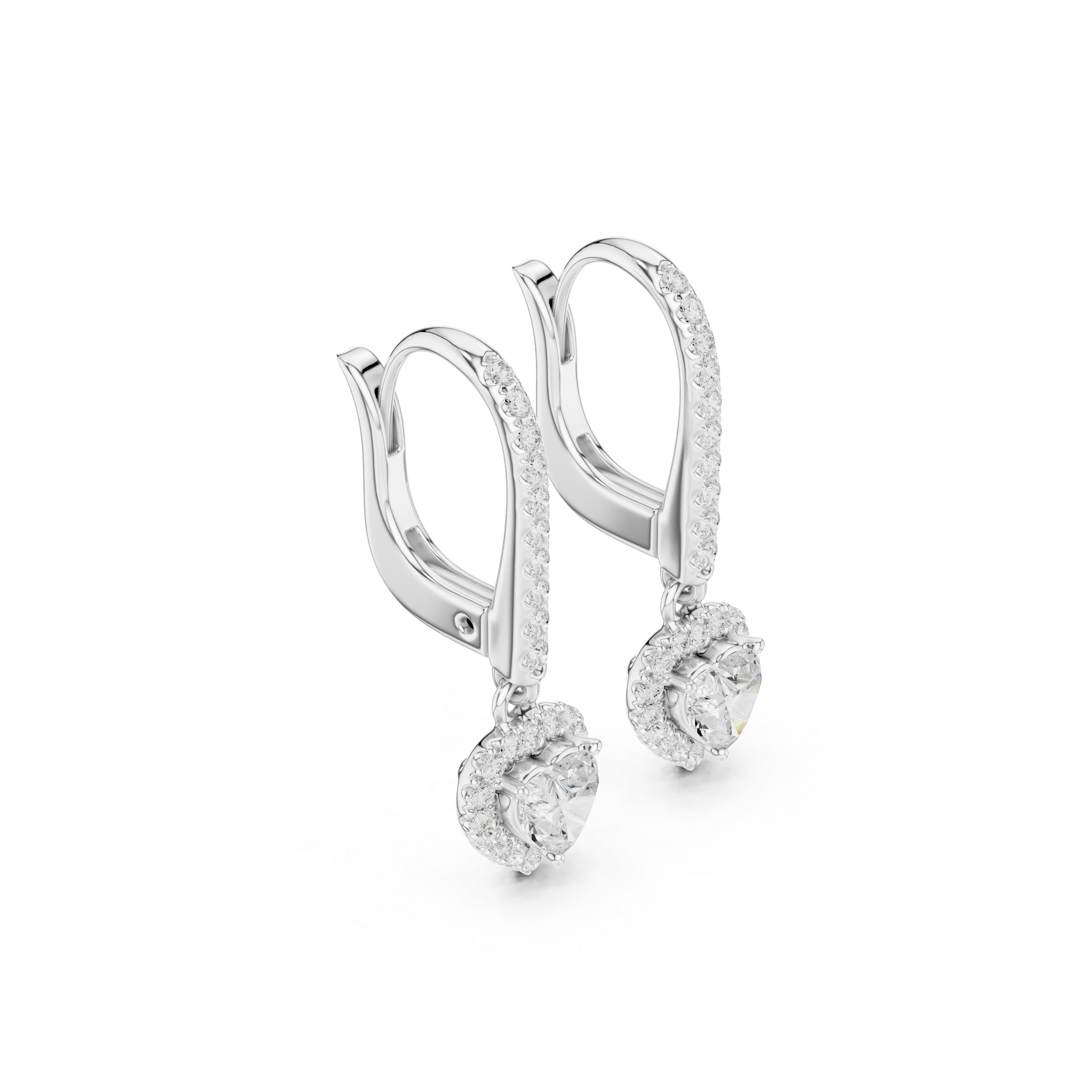 Heart Cut Lab Diamond Halo Drop Earrings