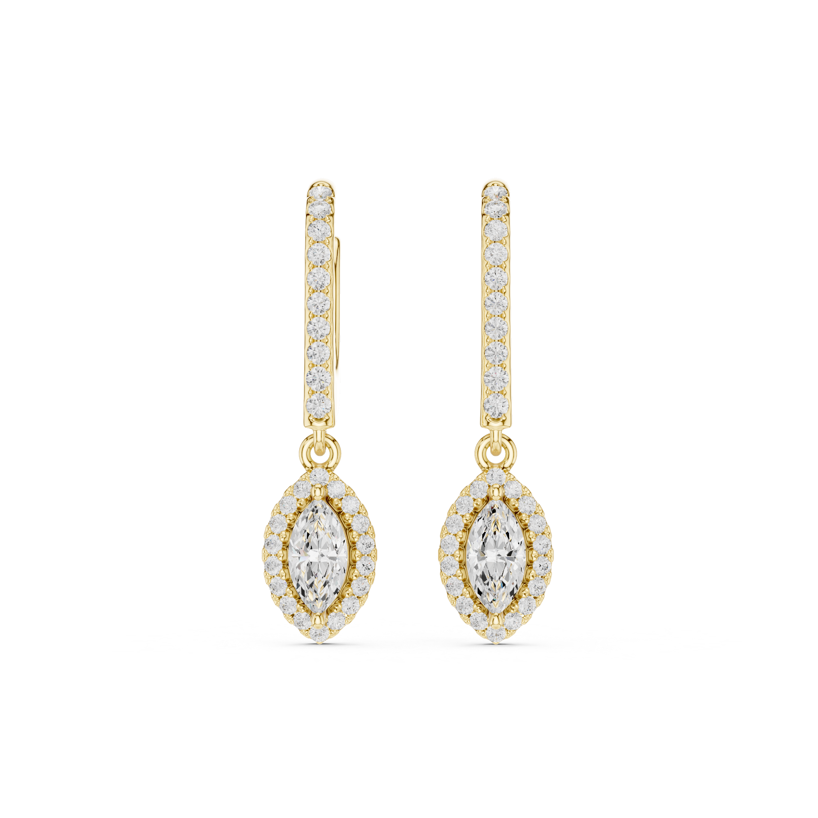 Marquise Cut Lab Diamond Halo Drop Earrings