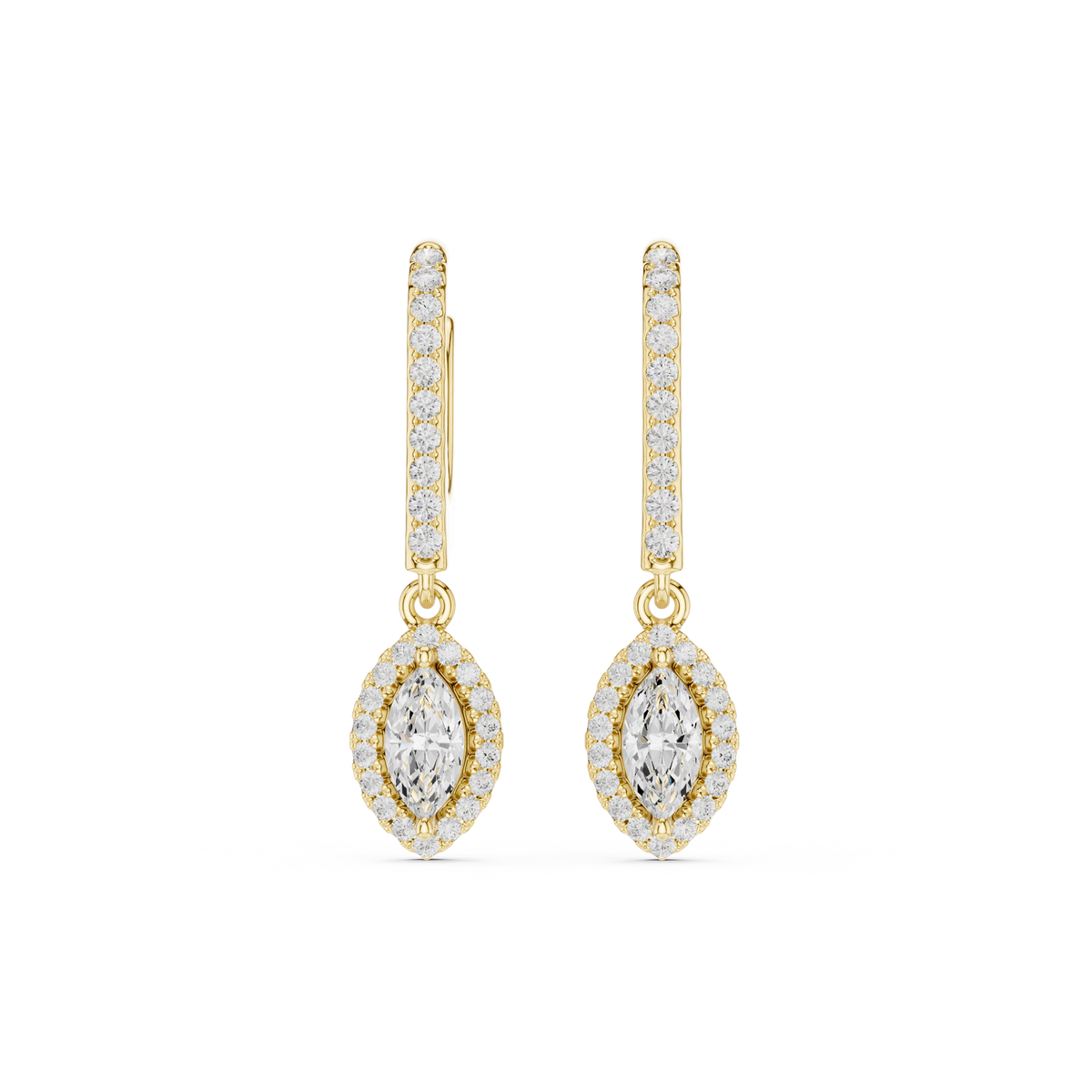 Marquise Cut Lab Diamond Halo Drop Earrings