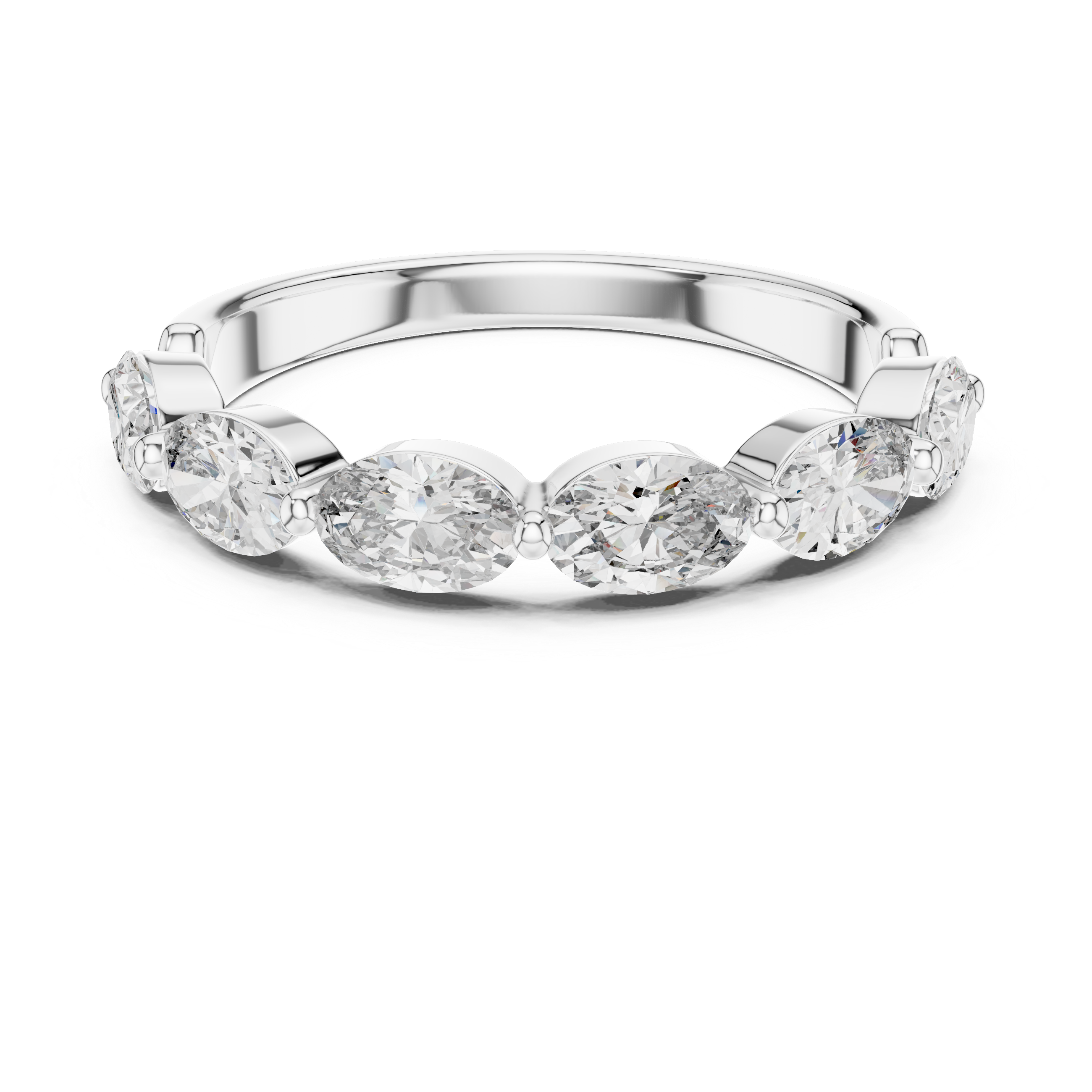 East-West Oval Diamond Half-Eternity Band