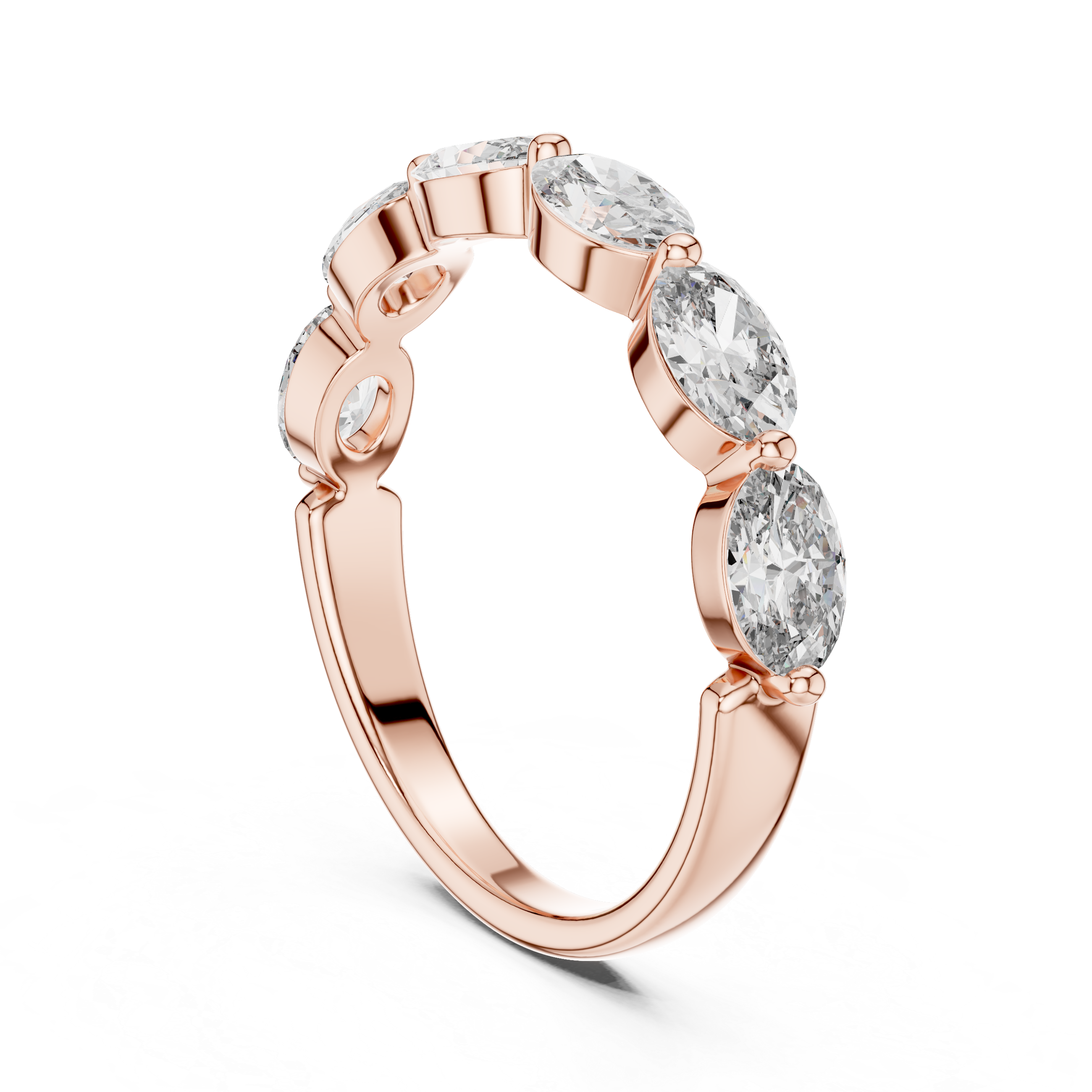 East-West Oval Diamond Half-Eternity Band