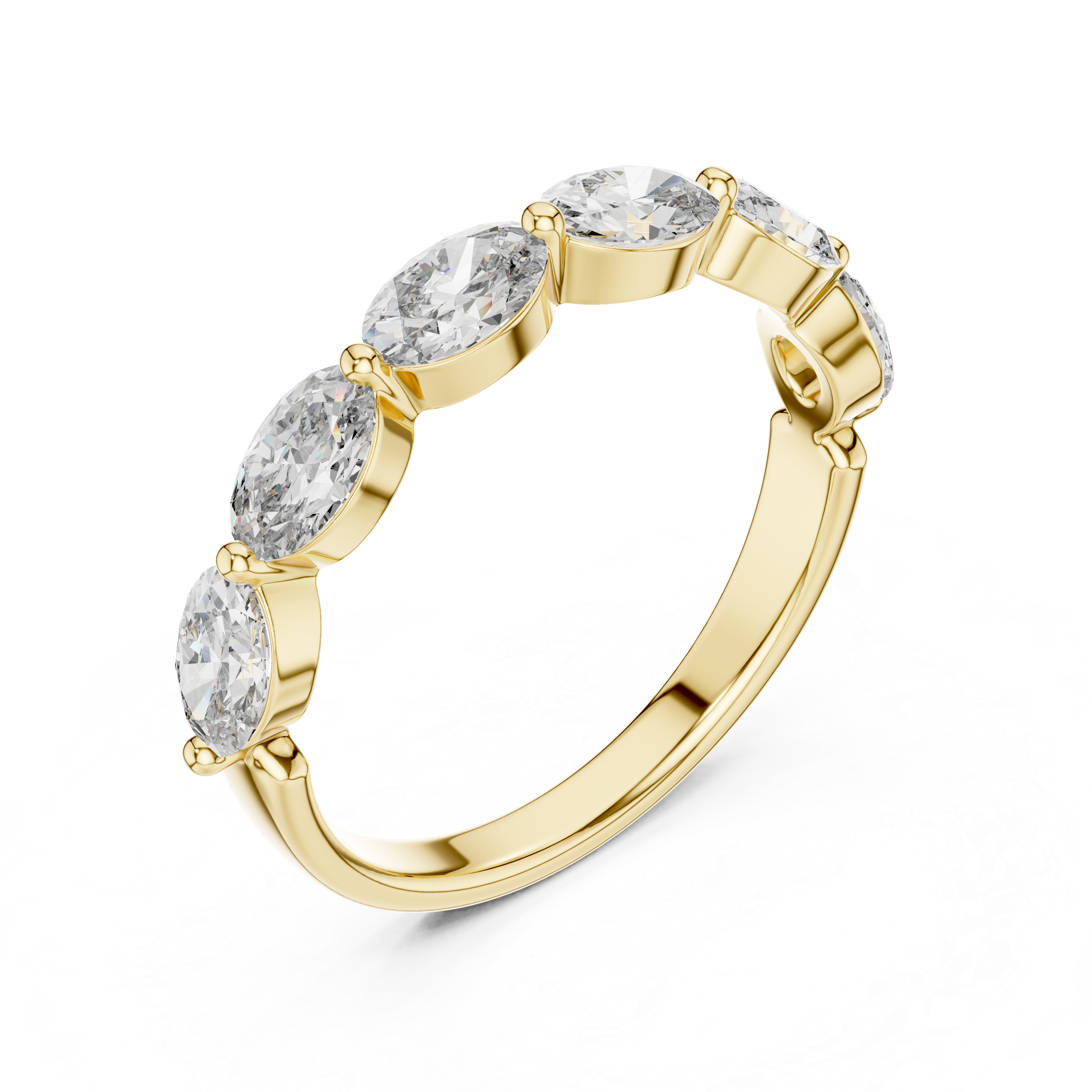 East-West Oval Diamond Half-Eternity Band