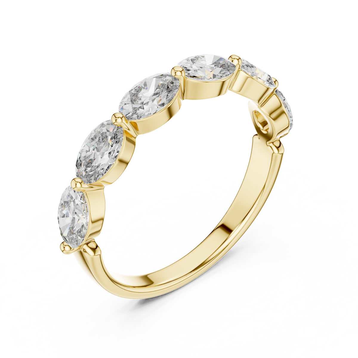 East-West Oval Diamond Half-Eternity Band