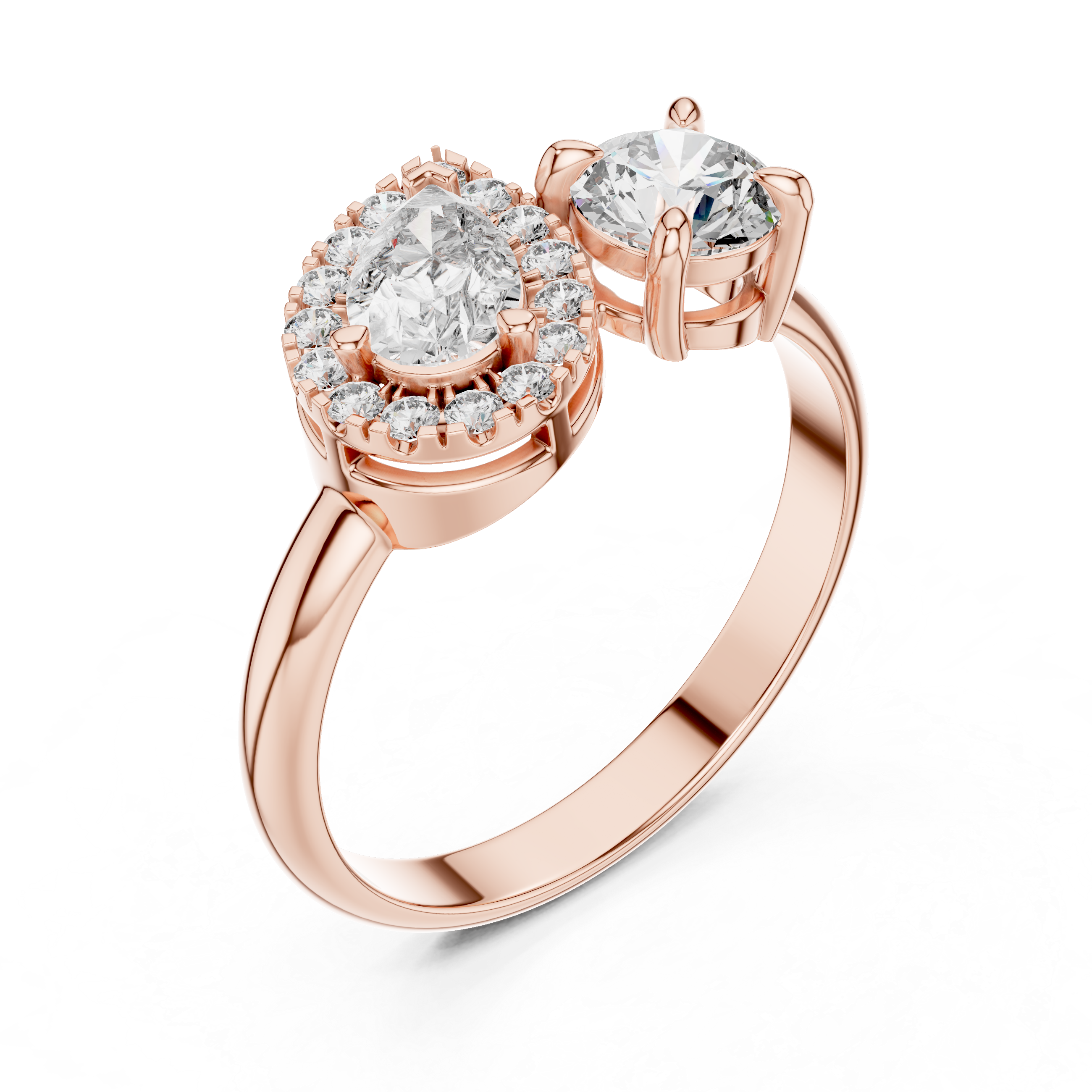 Toi Et Moi Pear & Round Diamond Ring