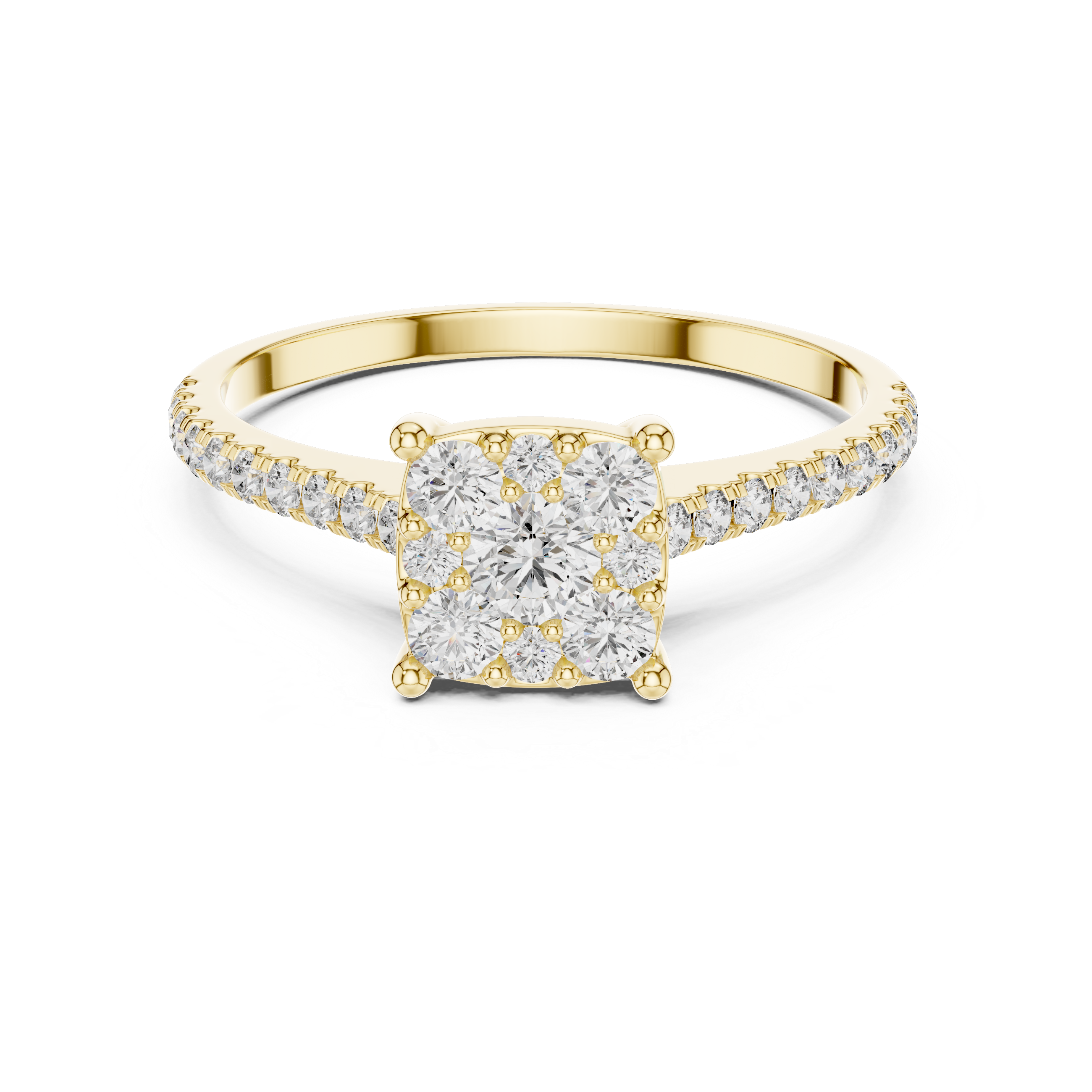 Square Cluster Round Diamond Engagement Ring