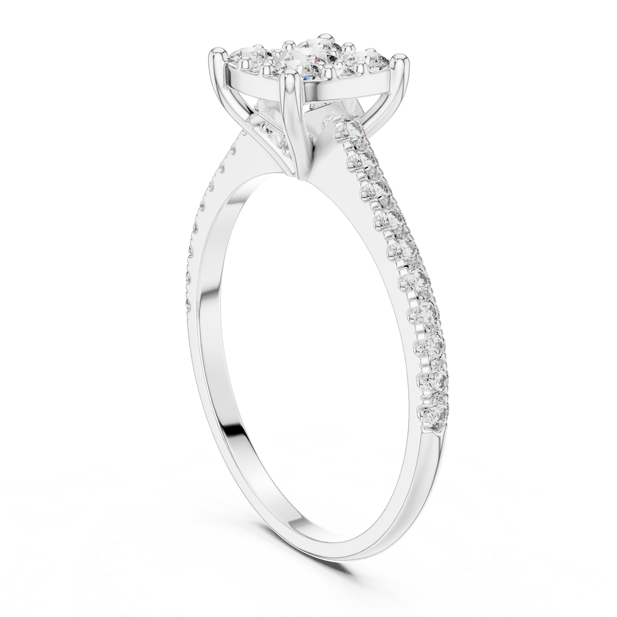 Square Cluster Round Diamond Engagement Ring