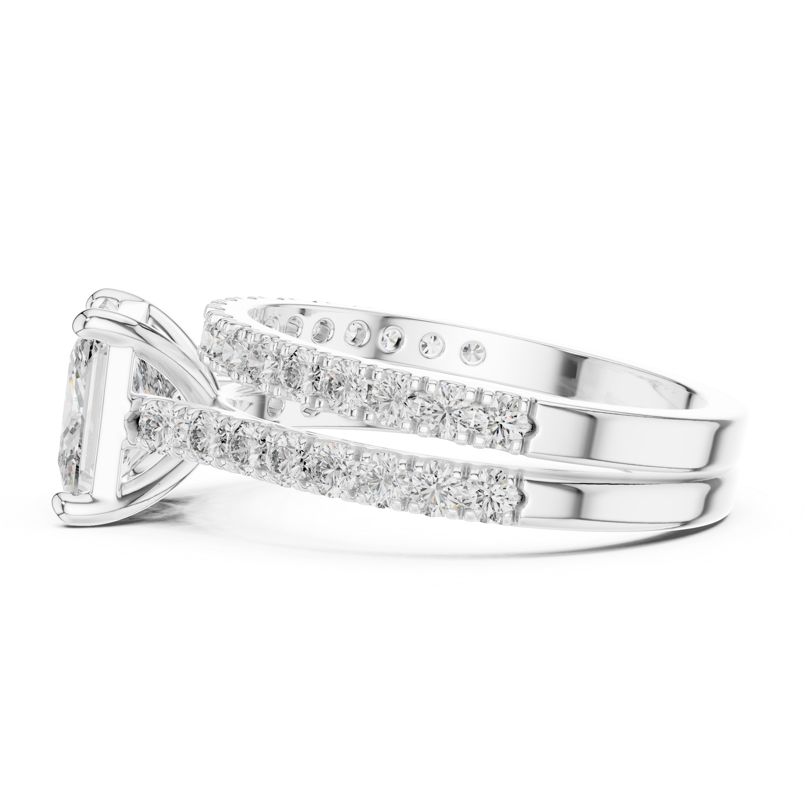 Princess-Cut Pave Diamond Bridal Ring Set
