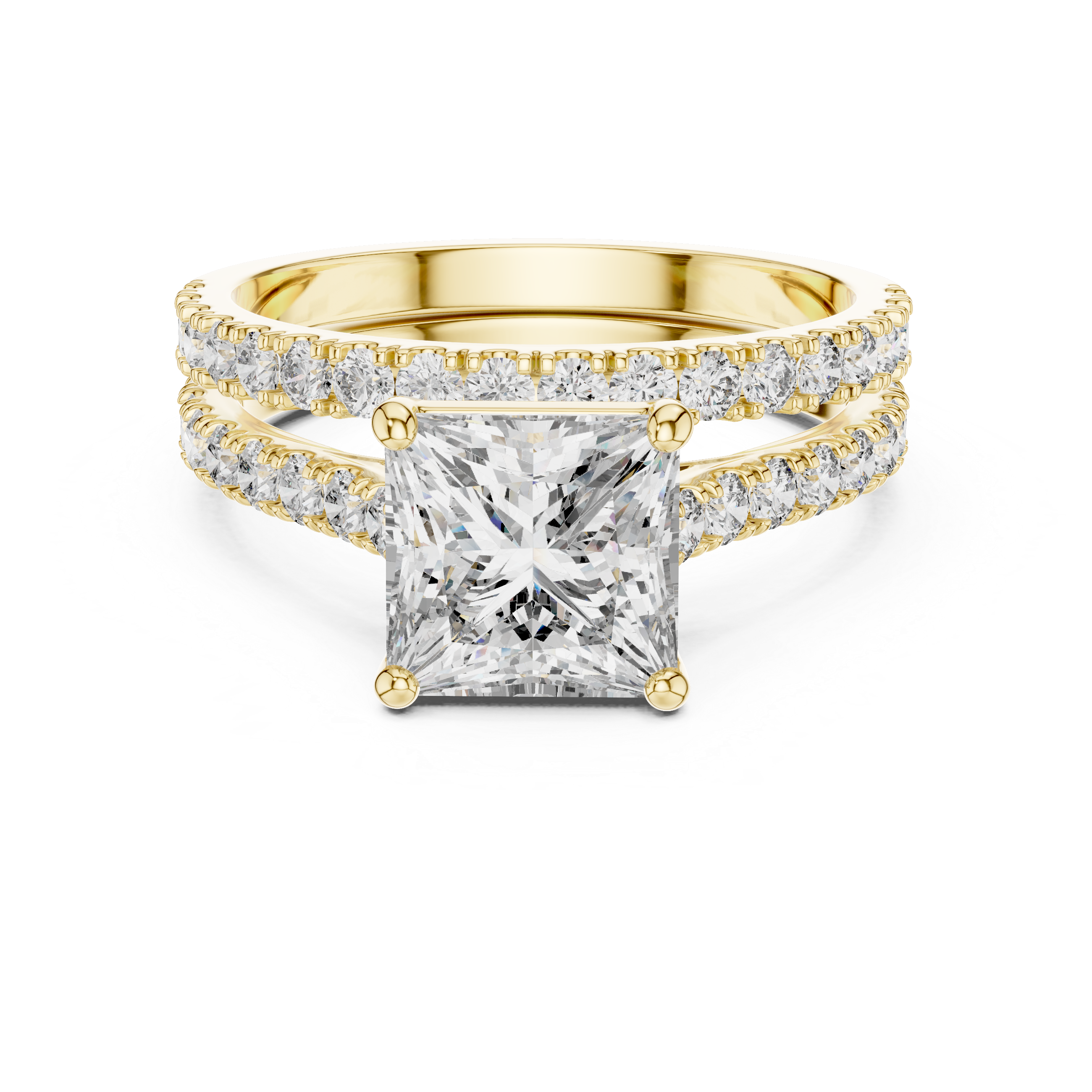 Princess-Cut Pave Diamond Bridal Ring Set