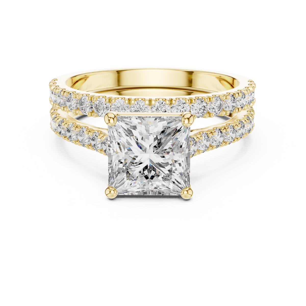 Princess-Cut Pave Diamond Bridal Ring Set