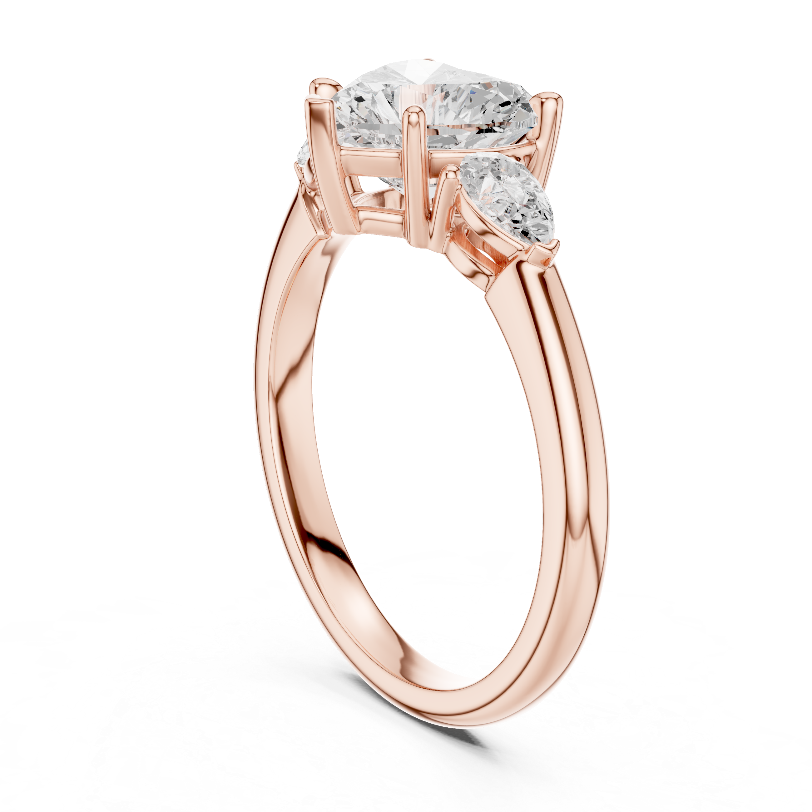 Pear Accent Heart Cut Three Stone Promise Ring
