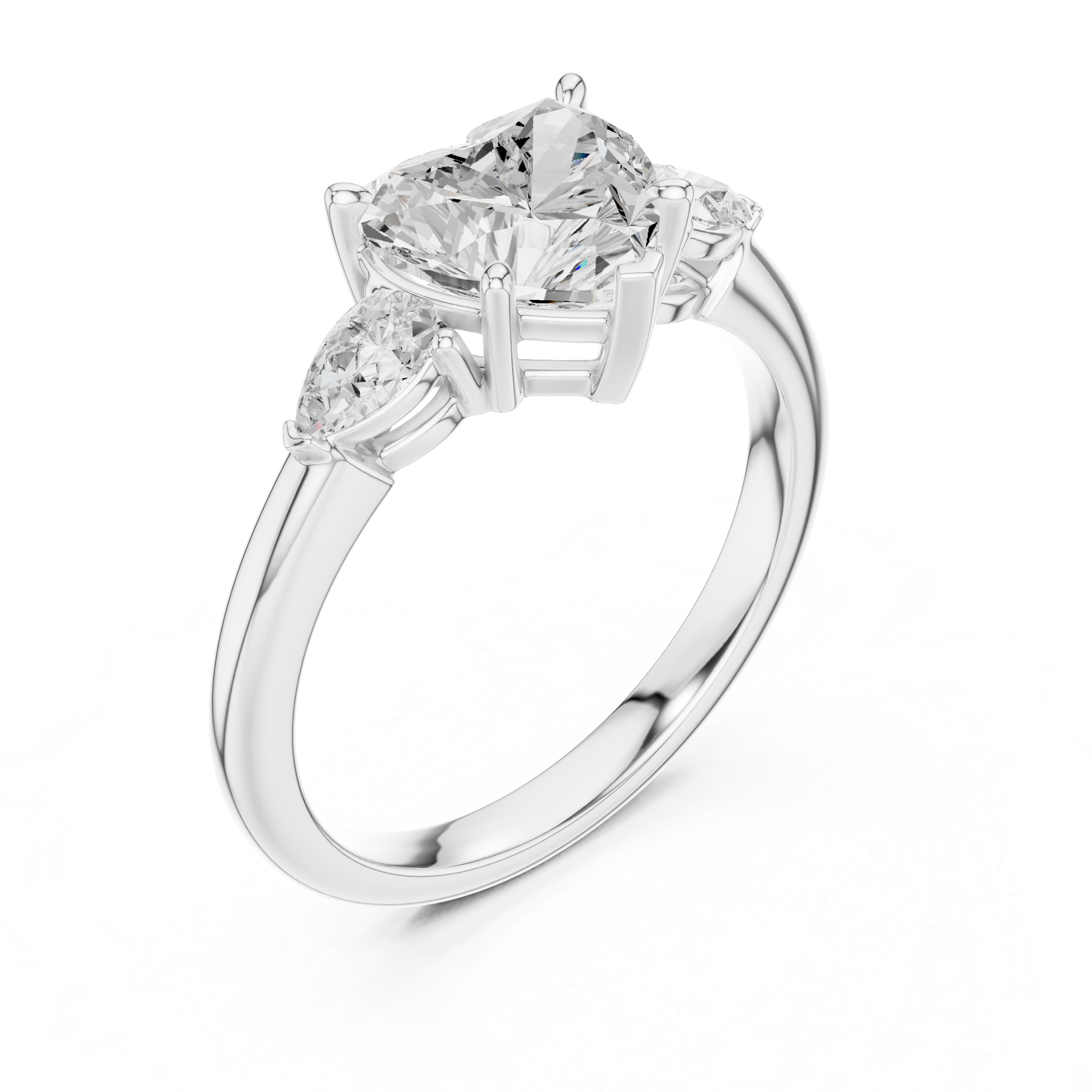 Pear Accent Heart Cut Three Stone Promise Ring