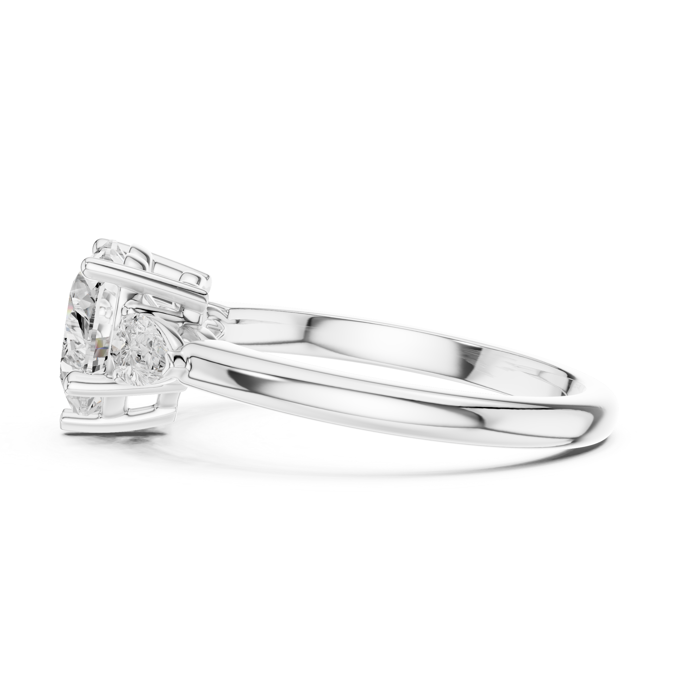 Pear Accent Heart Cut Three Stone Promise Ring