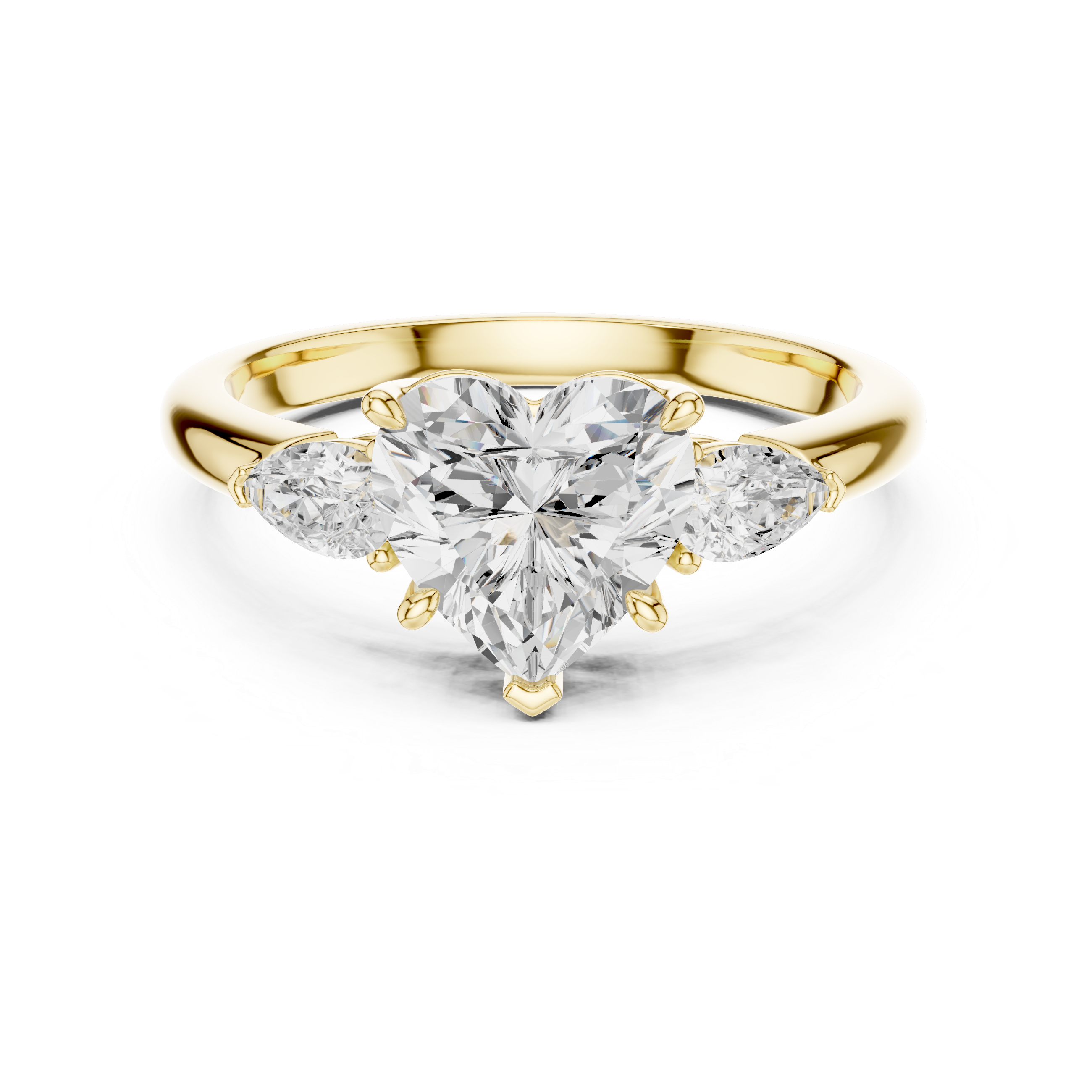 Pear Accent Heart Cut Three Stone Promise Ring