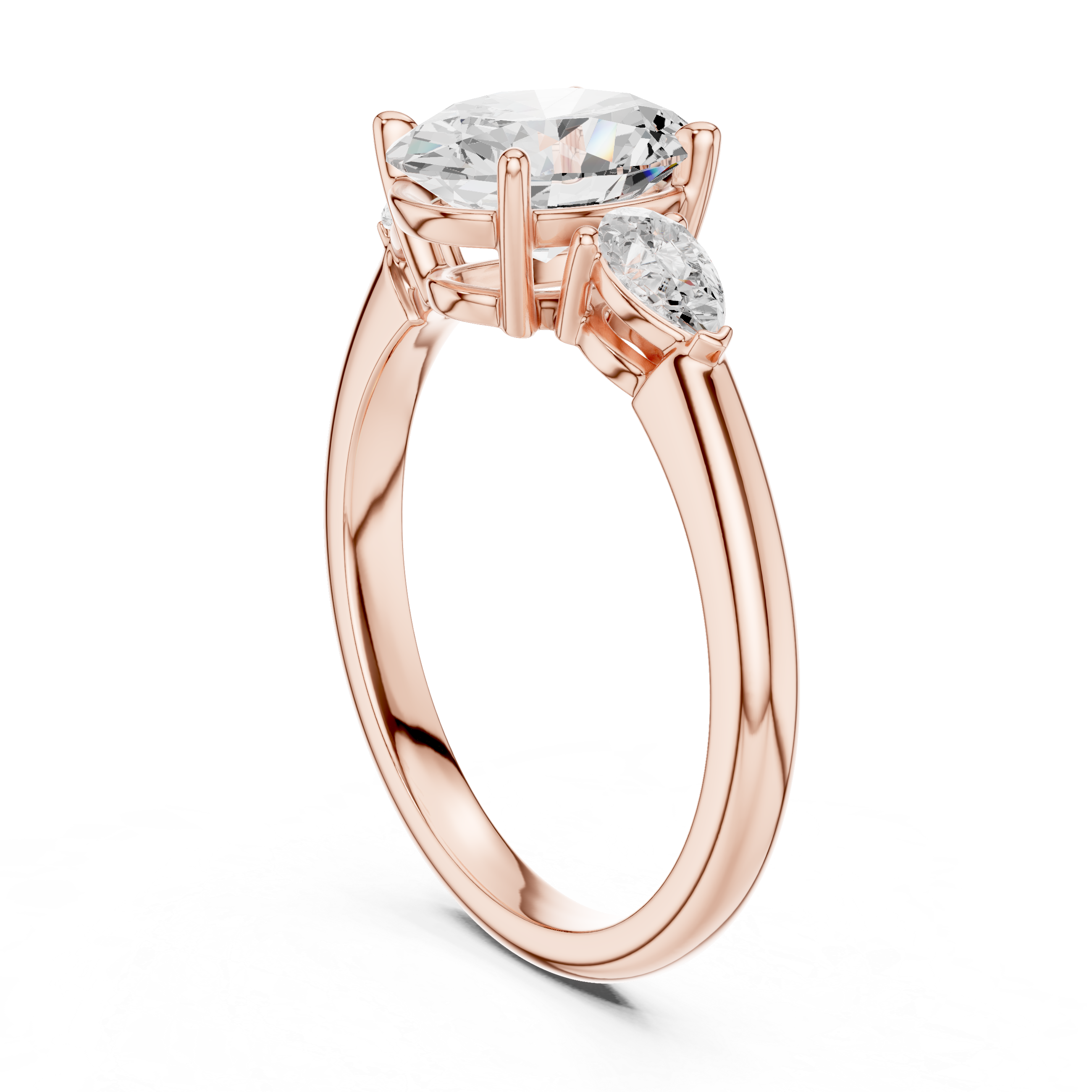 Pear Accent Oval Cut Three Stone Promise Ring