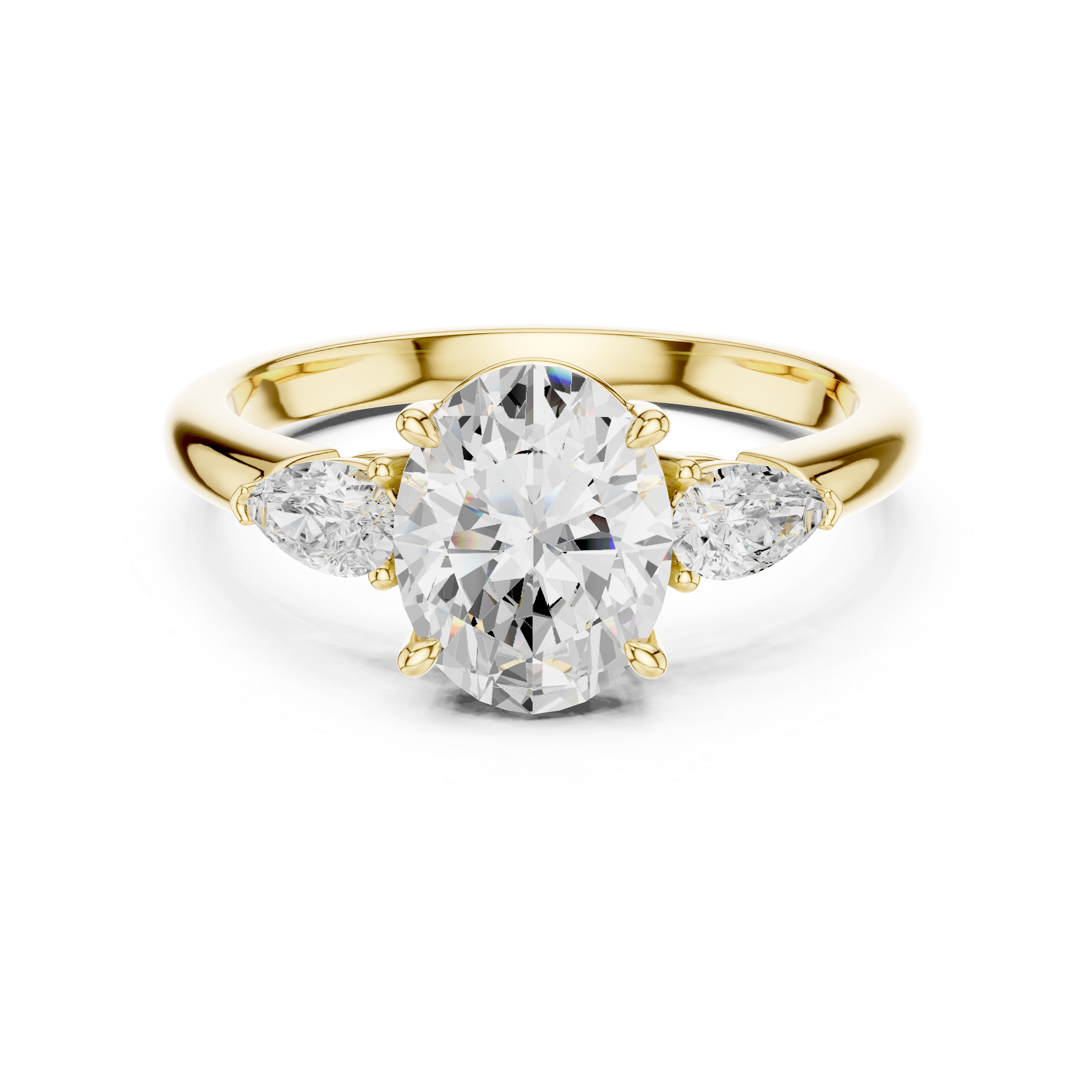 Pear Accent Oval Cut Three Stone Promise Ring