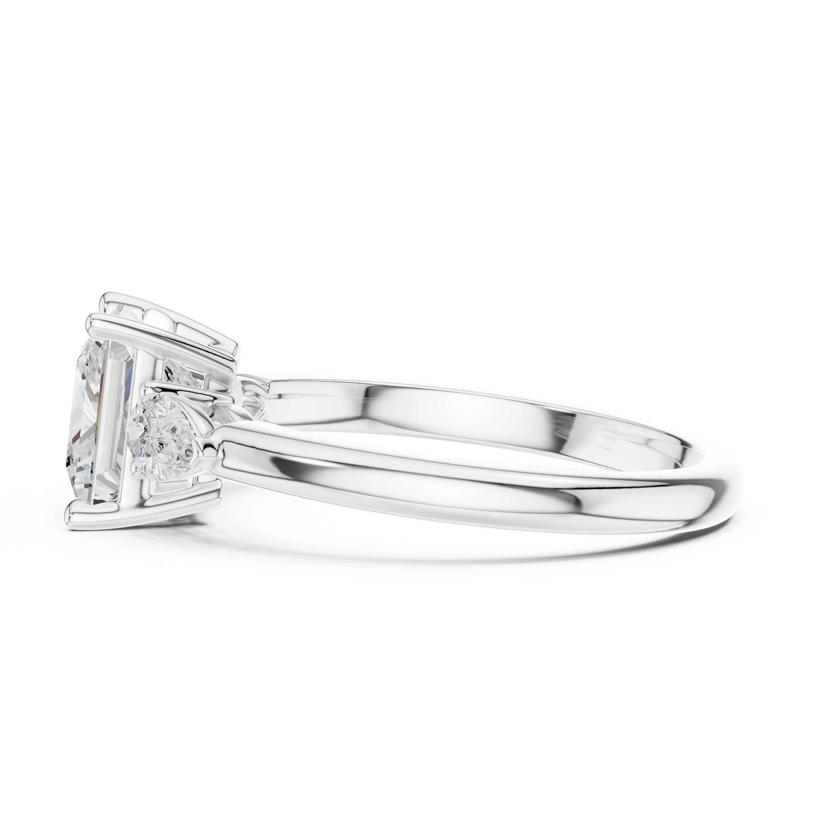 Pear Accent Princess Cut Three Stone Promise Ring