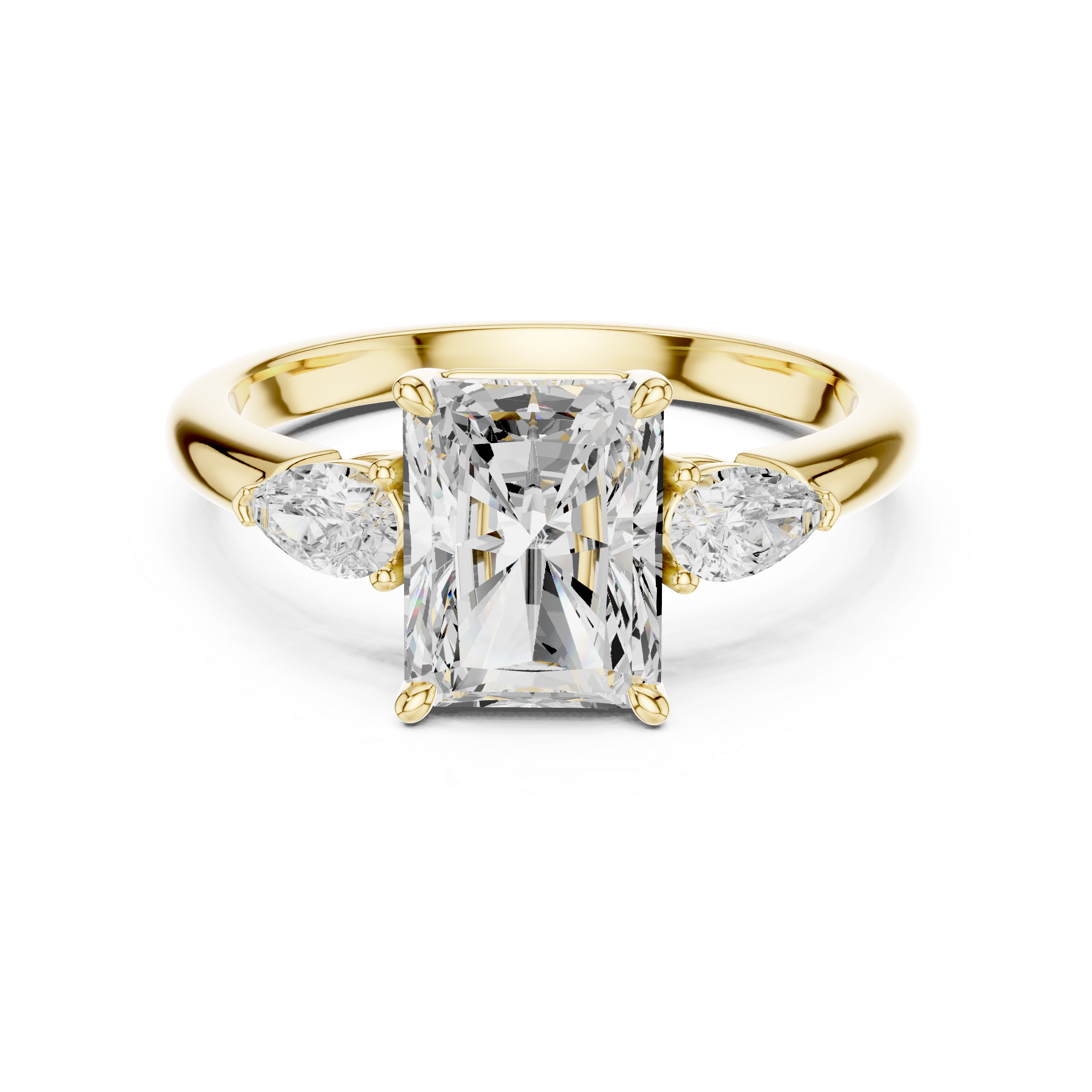 Pear Accent Radiant Cut Three Stone Promise Ring