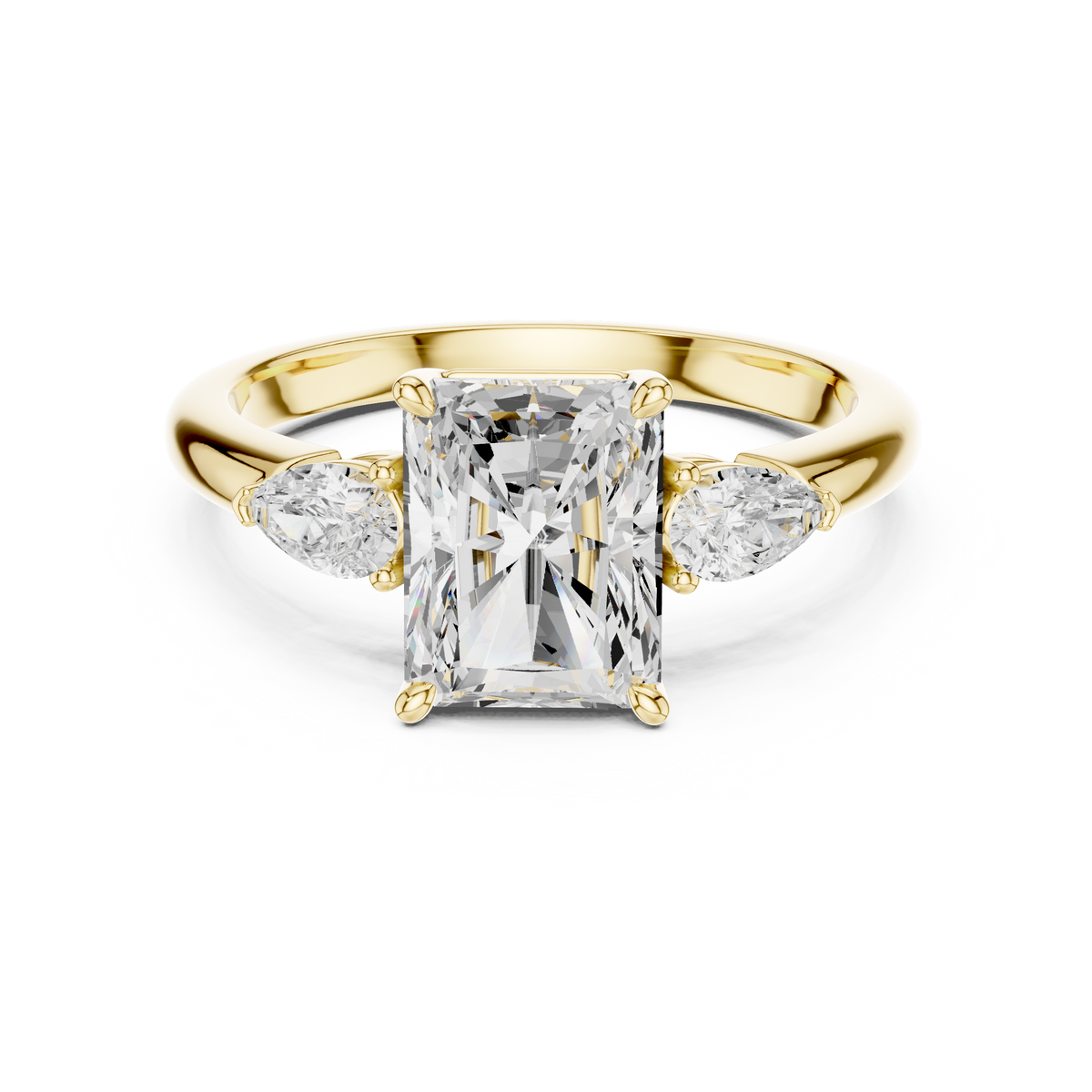 Pear Accent Radiant Cut Three Stone Promise Ring