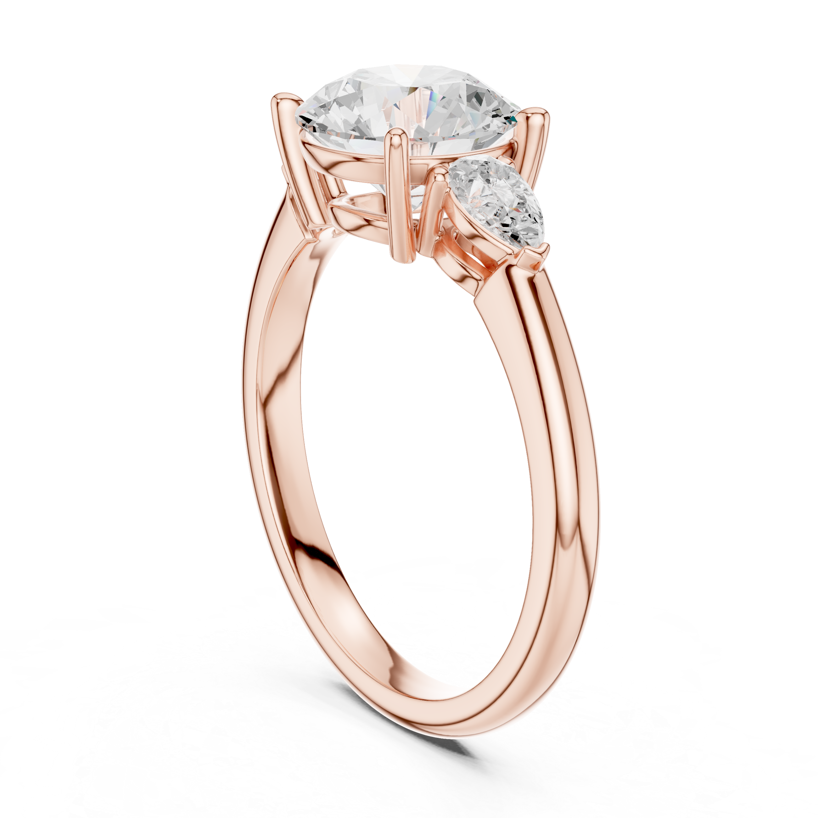 Pear Accent Round Cut Three Stone Promise Ring