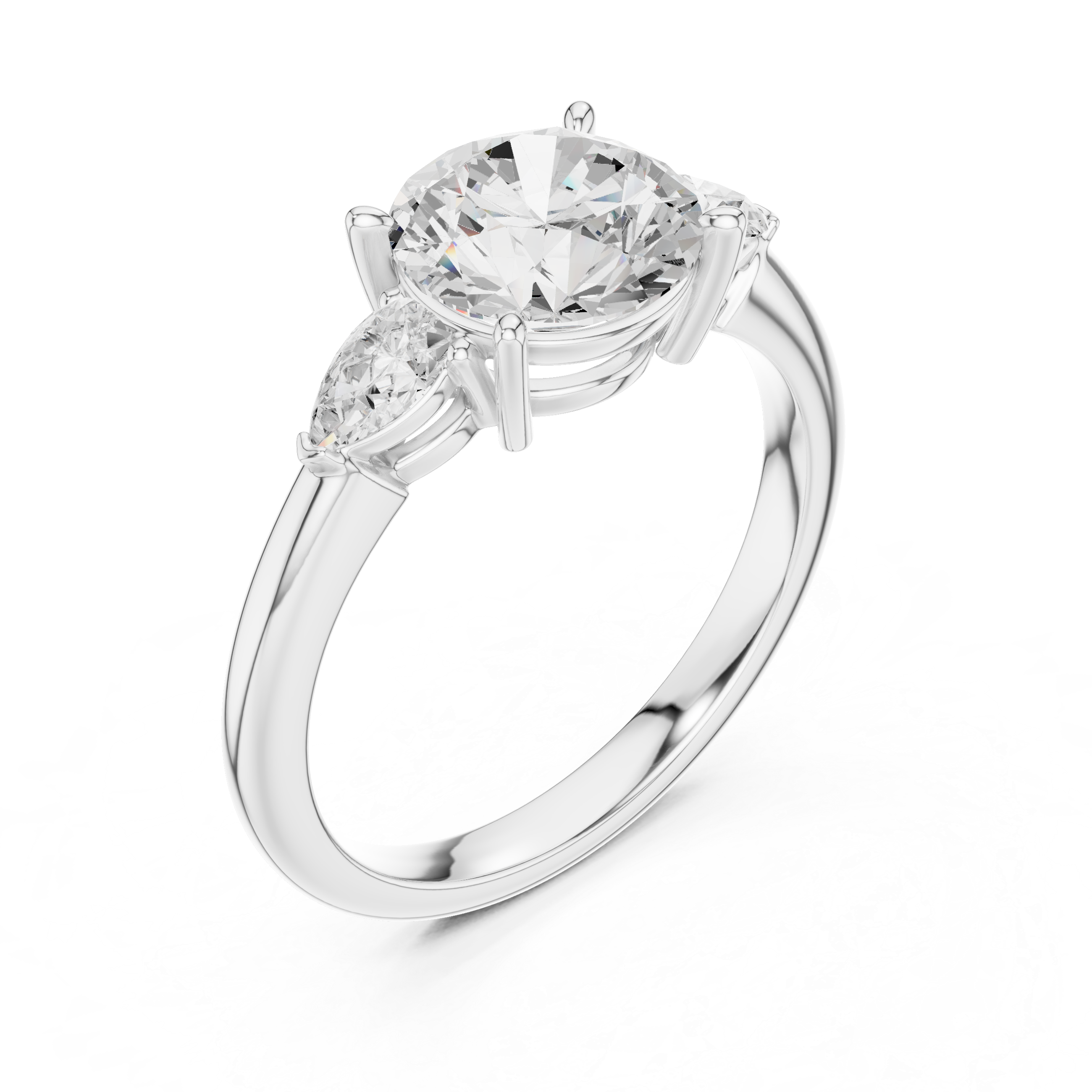 Pear Accent Round Cut Three Stone Promise Ring