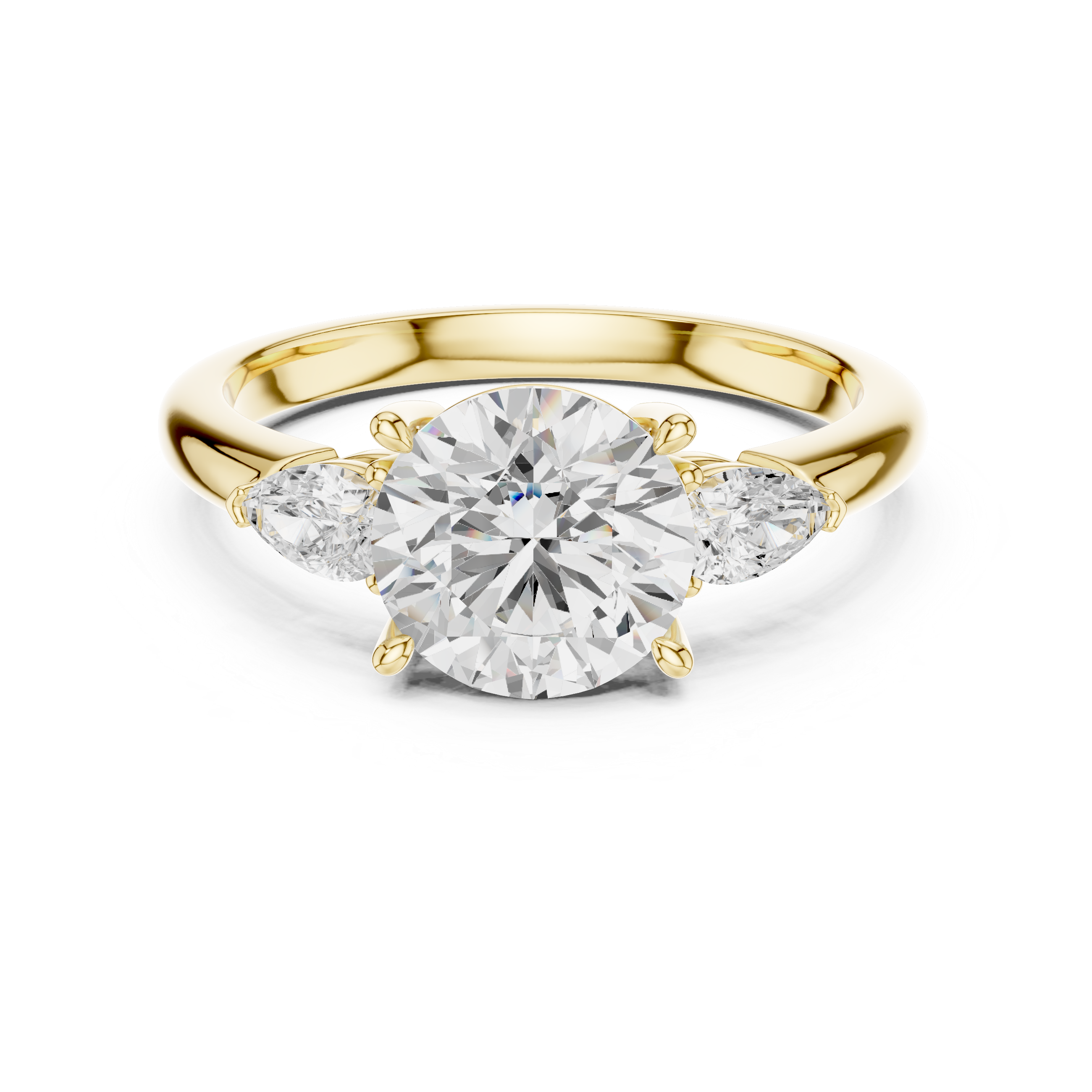 Pear Accent Round Cut Three Stone Promise Ring
