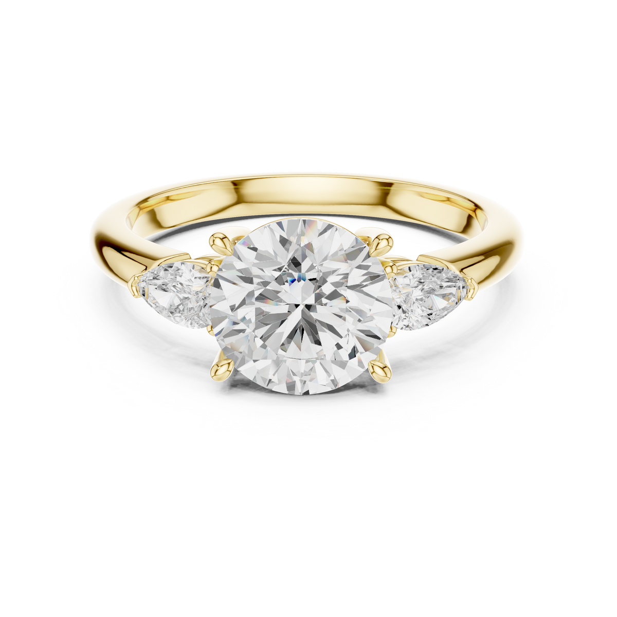 Pear Accent Round Cut Three Stone Promise Ring
