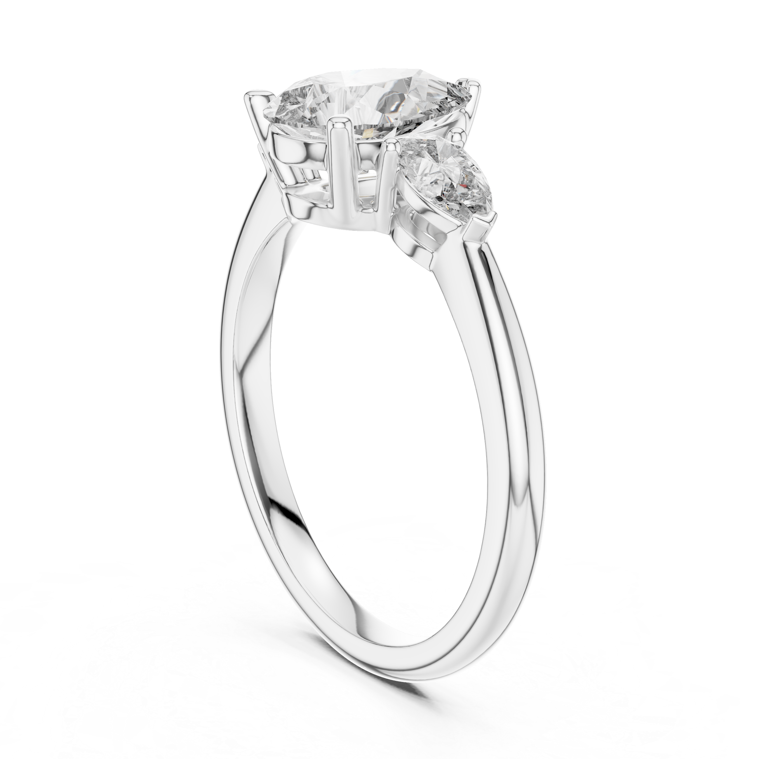 Pear Accent Pear Cut Three Stone Promise Ring