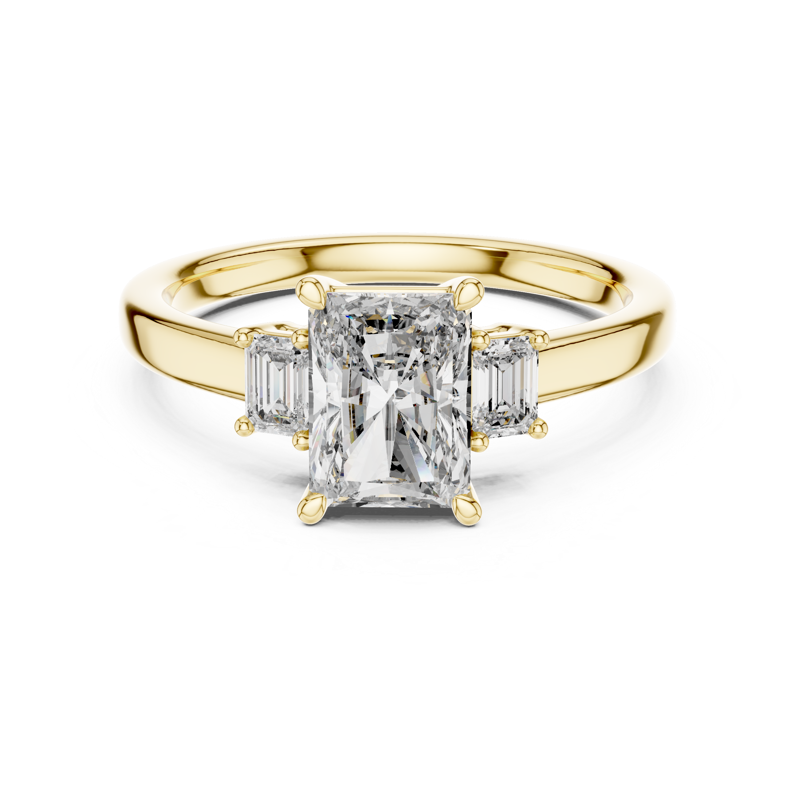 Three Stone Radiant Cut Lab Diamond Promise Ring