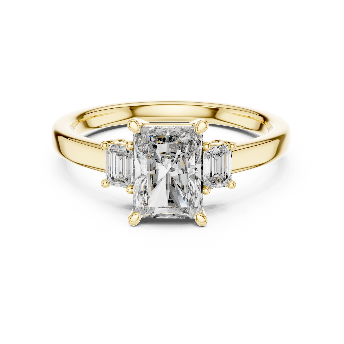 Three Stone Radiant Cut Lab Diamond Promise Ring