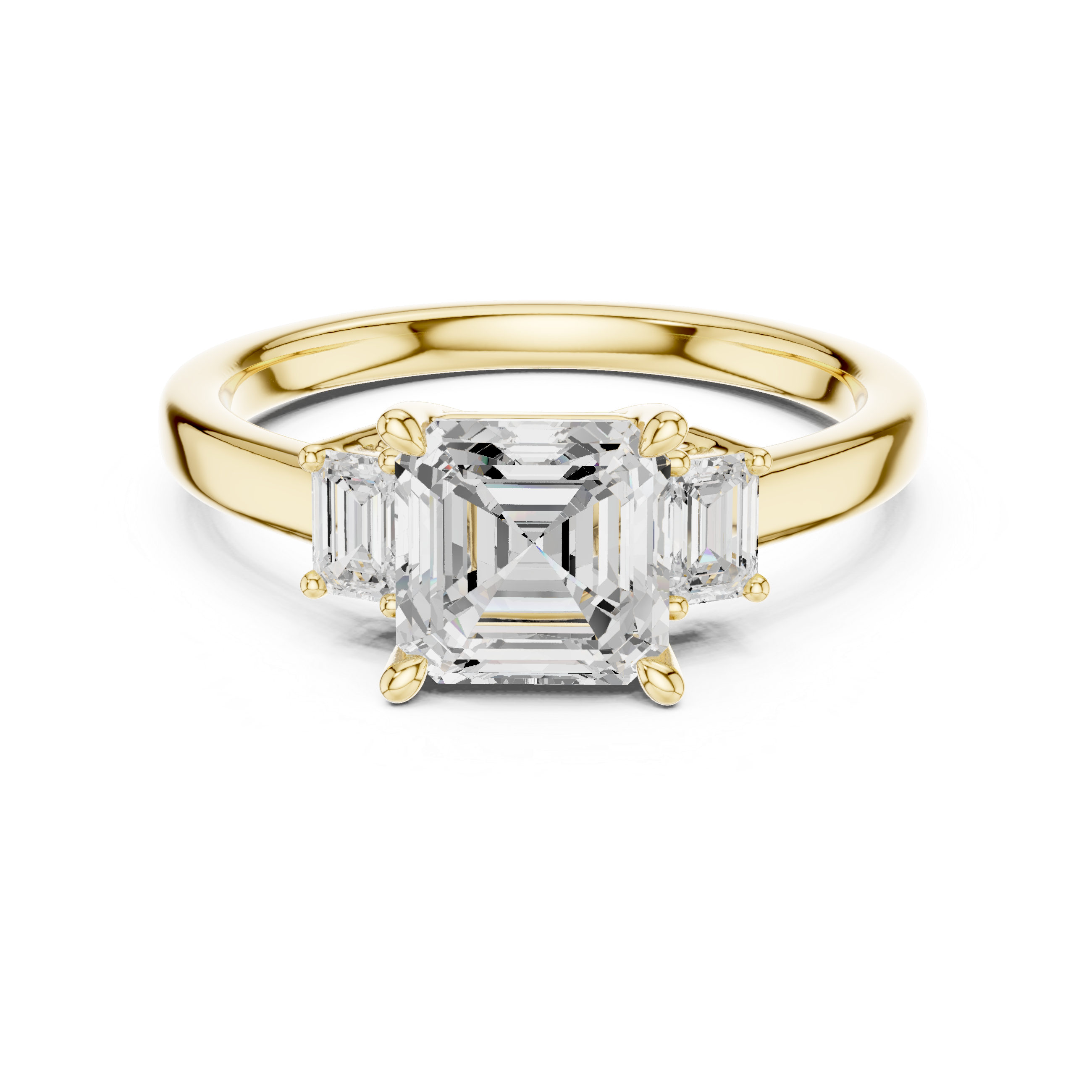 Three Stone Asscher Cut Lab Diamond Promise Ring