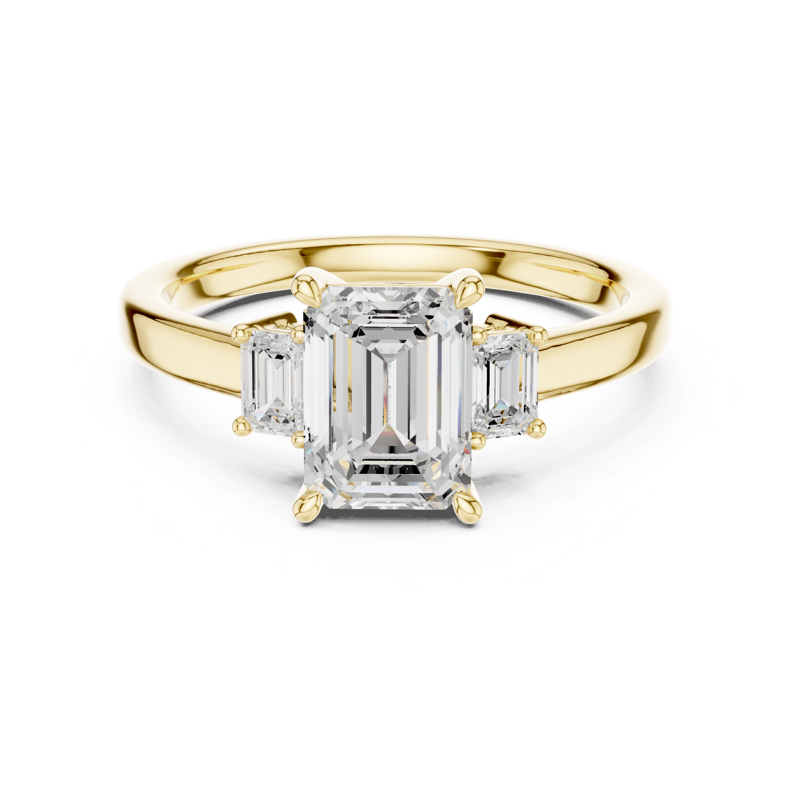 Three Stone Emerald Cut Lab Diamond Promise Ring