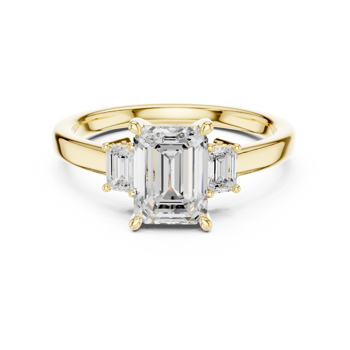 Three Stone Emerald Cut Lab Diamond Promise Ring